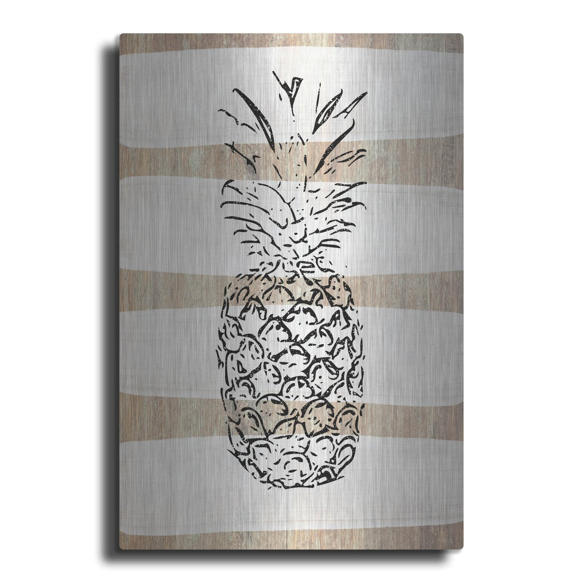 'Simple Stripes Pineapple' by Linda Woods – Metal Wall Art