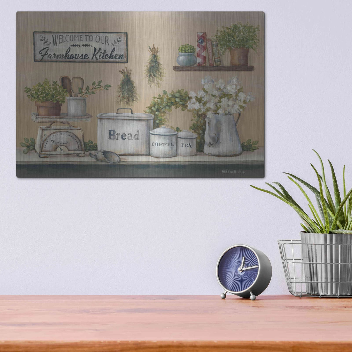 'Garden Farmhouse Kitchen' by Pam Britton – Metal Wall Art, 16x12 room view