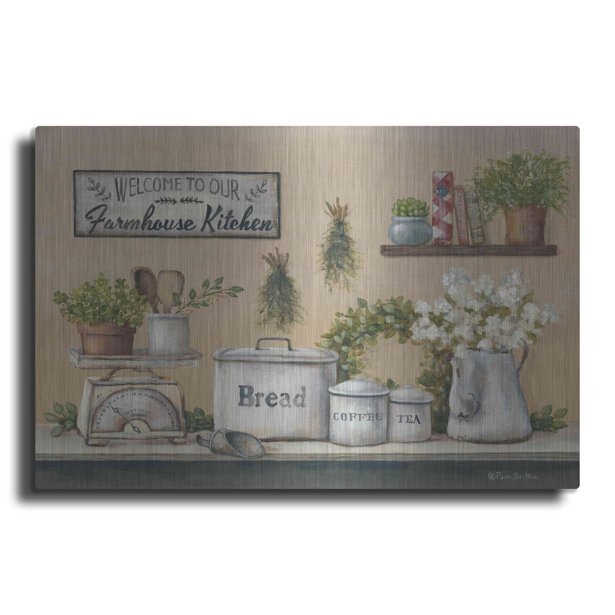 'Garden Farmhouse Kitchen' by Pam Britton – Metal Wall Art