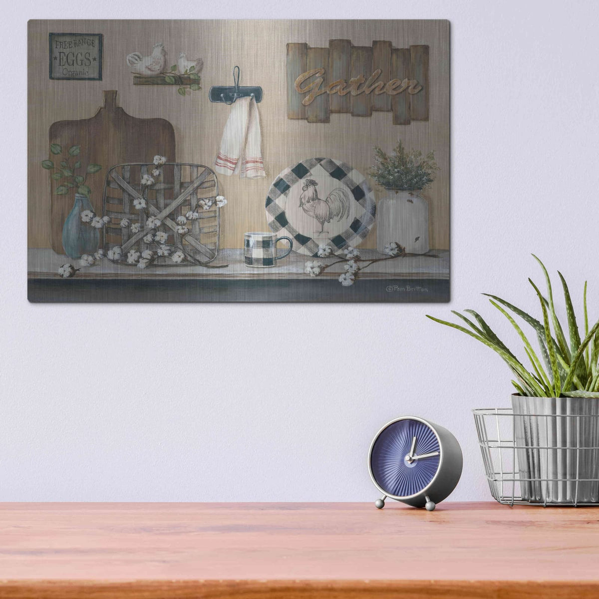 'Farmhouse Kitchen' by Pam Britton – Metal Wall Art, 16x12 room view