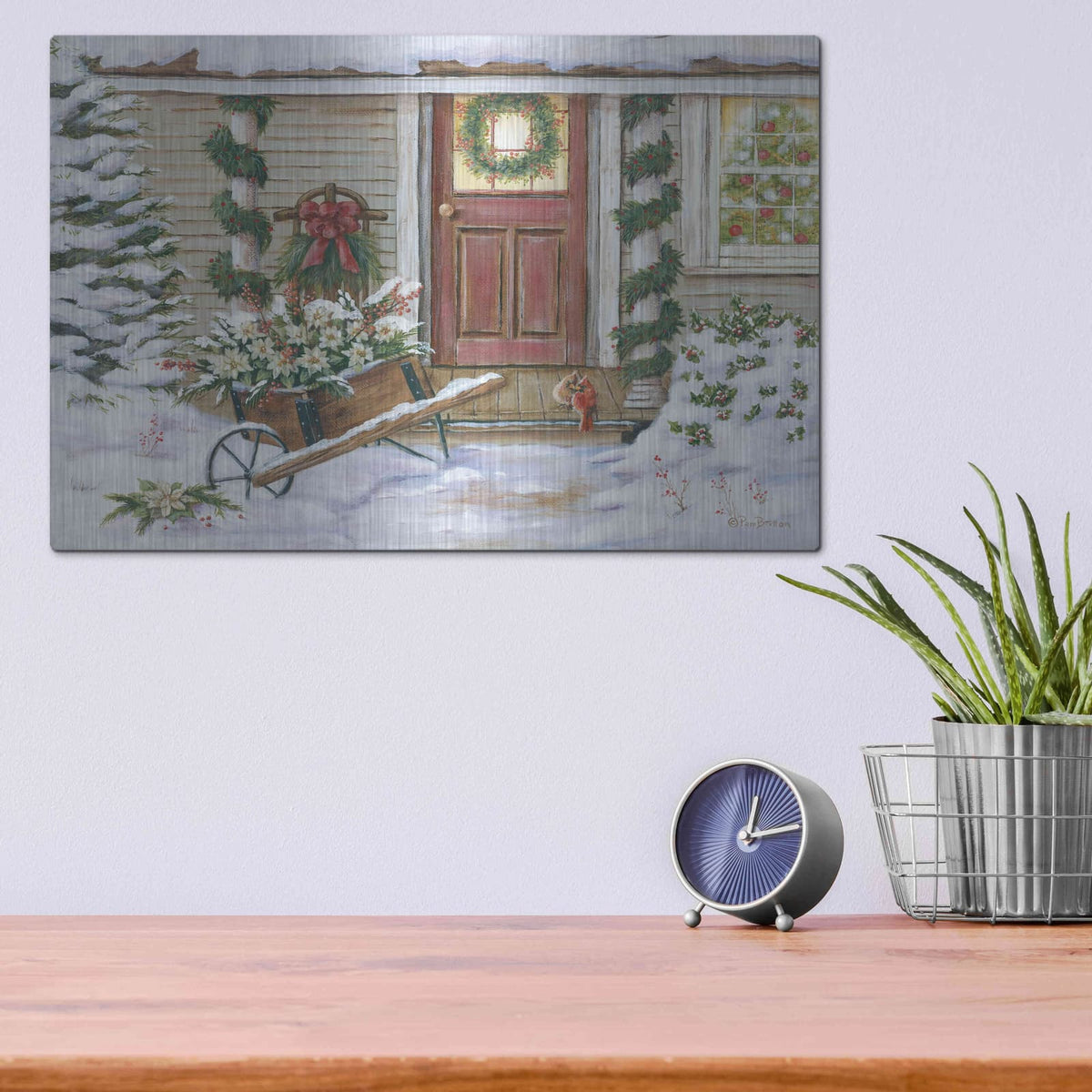 'Holiday Porch' by Pam Britton – Metal Wall Art, 16x12 room view