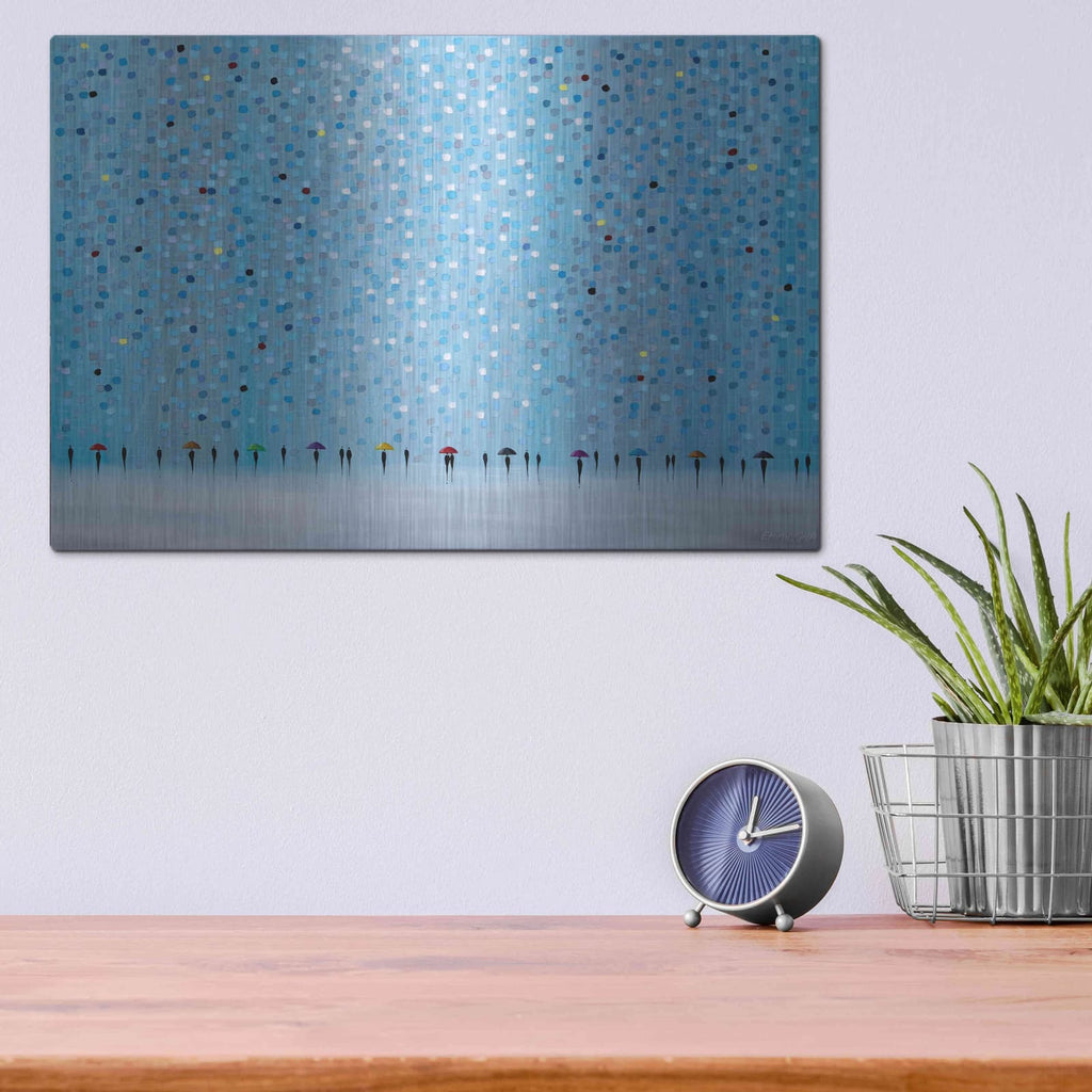 'Umbrellas' by Ekaterina Ermilkina – Metal Wall Art, 16x12 room view