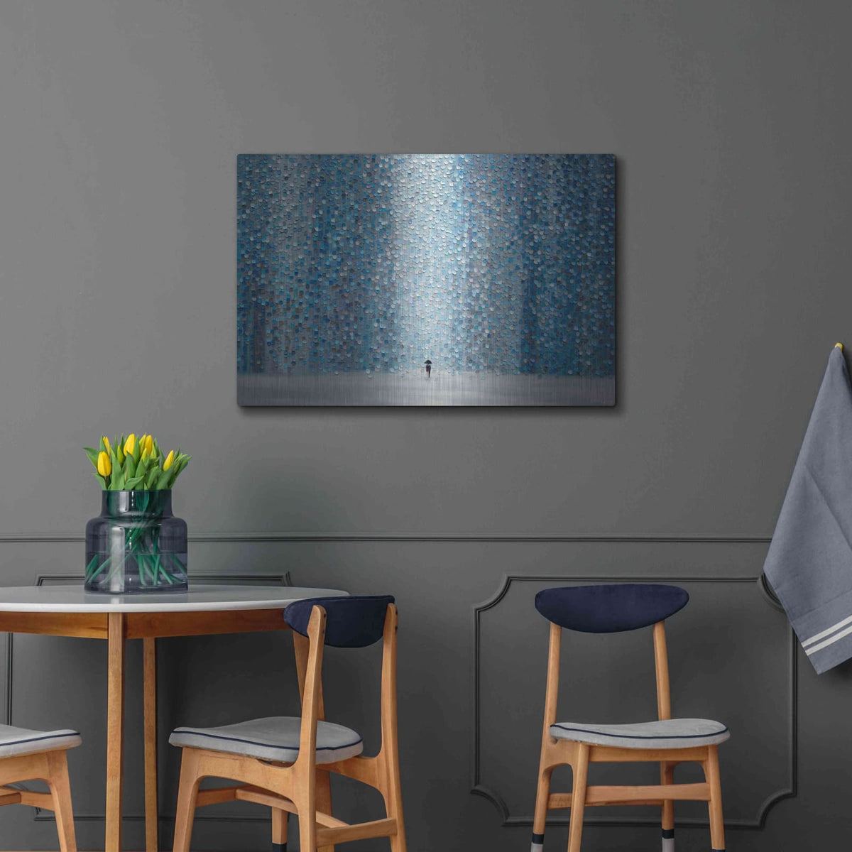 'Blue Rain' by Ekaterina Ermilkina – Metal Wall Art, 36x24 room view