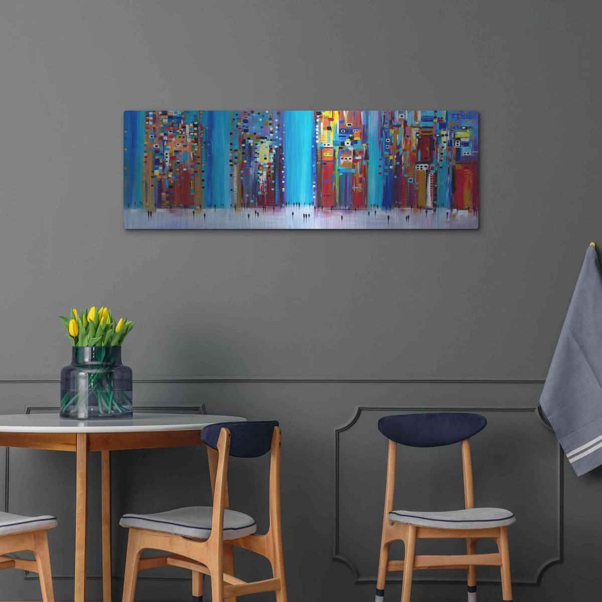 'Night' by Ekaterina Ermilkina – Metal Wall Art, 48x16 room view