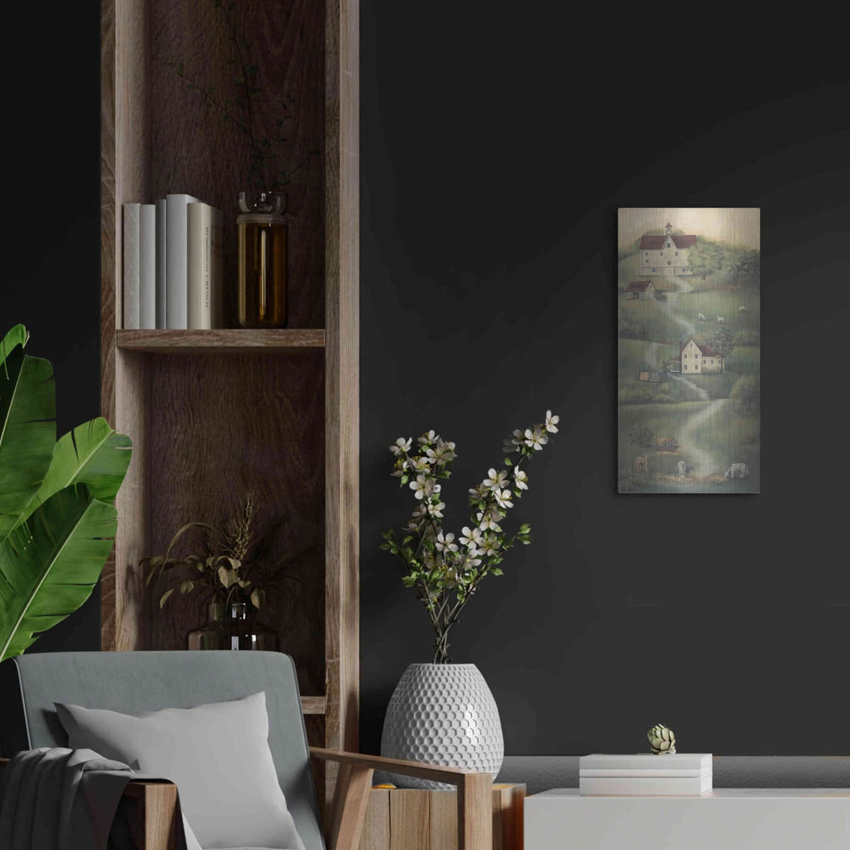 'Farm Life I' by Pam Britton – Metal Wall Art, 12x24 room view
