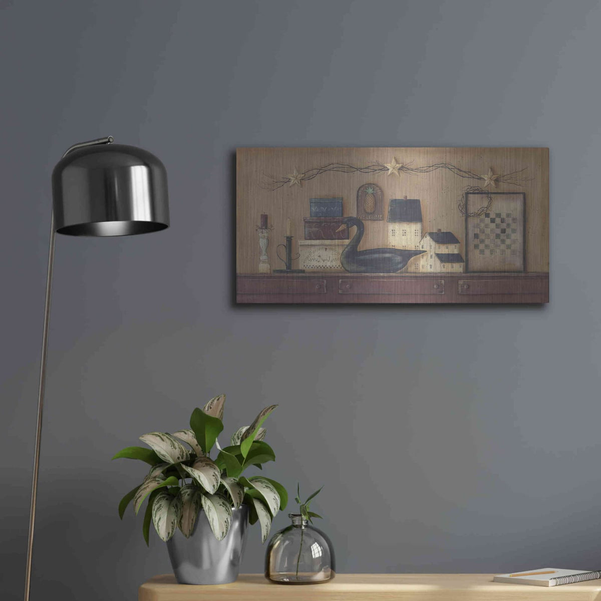'A Prim Collection' by Pam Britton – Metal Wall Art, 24x12 room view