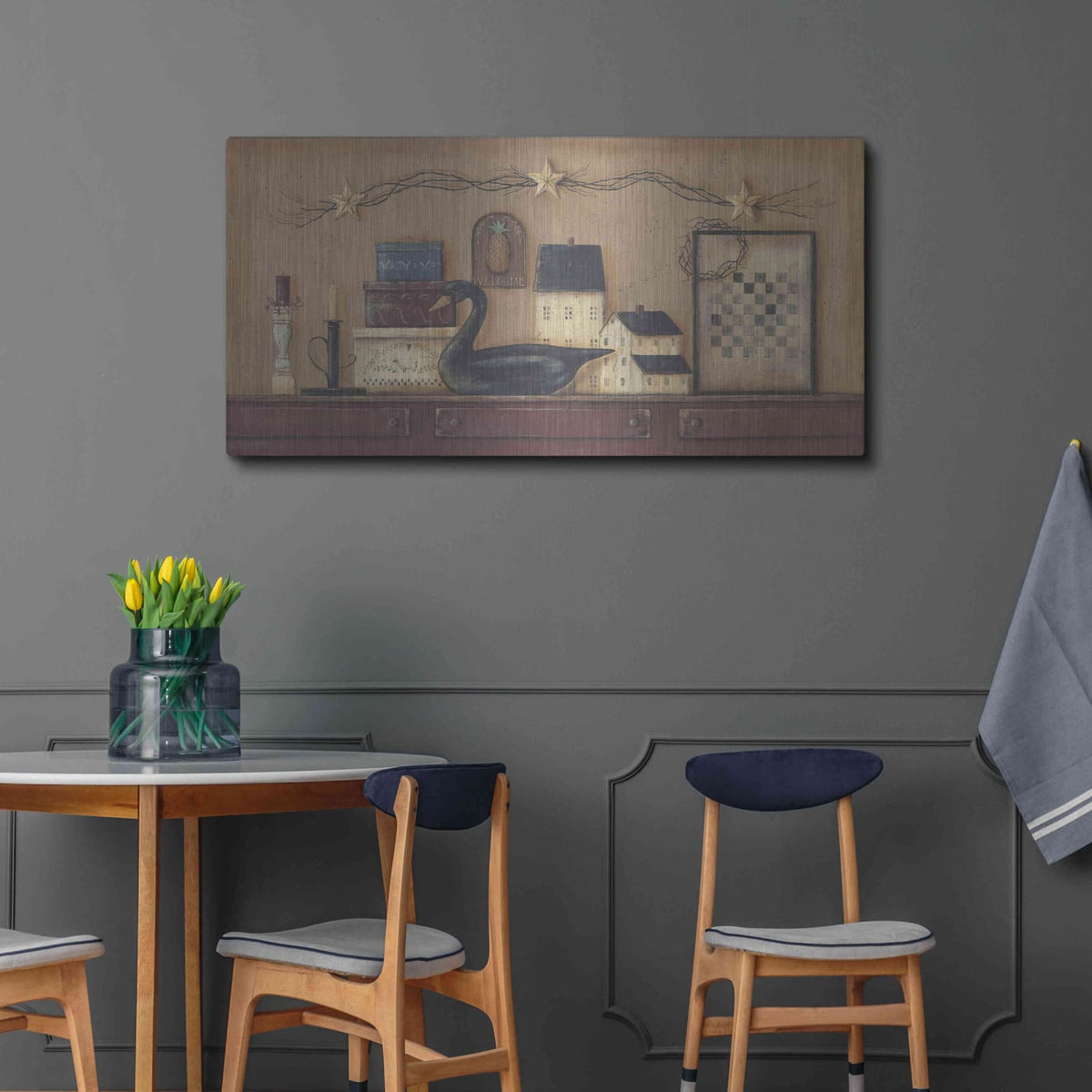 'A Prim Collection' by Pam Britton – Metal Wall Art, 48x24 room view
