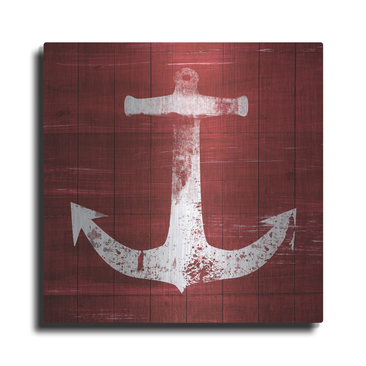 'Red and White Anchor' by Linda Woods – Metal Wall Art