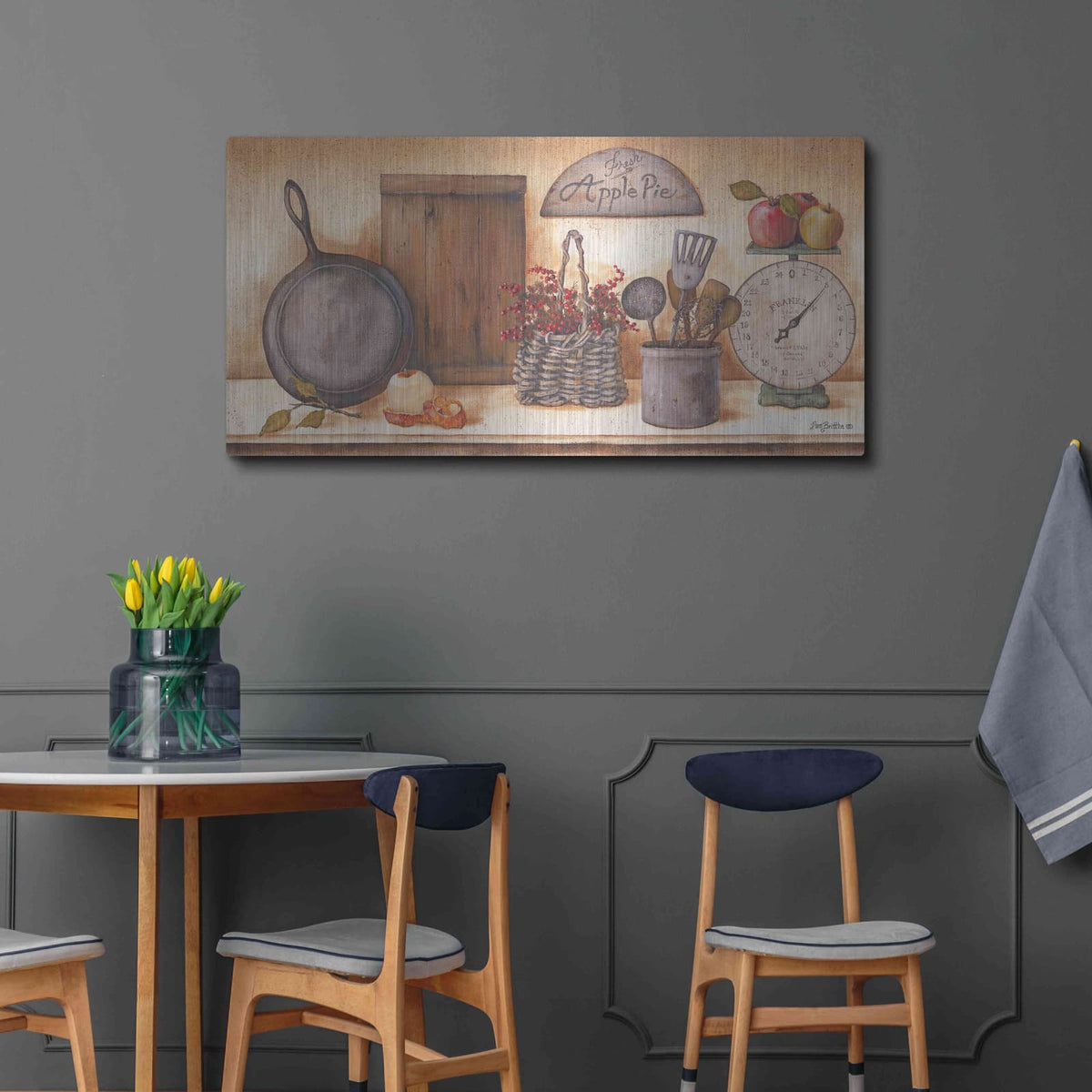 'Farm Kitchen I revised' by Pam Britton – Metal Wall Art, 48x24 room view