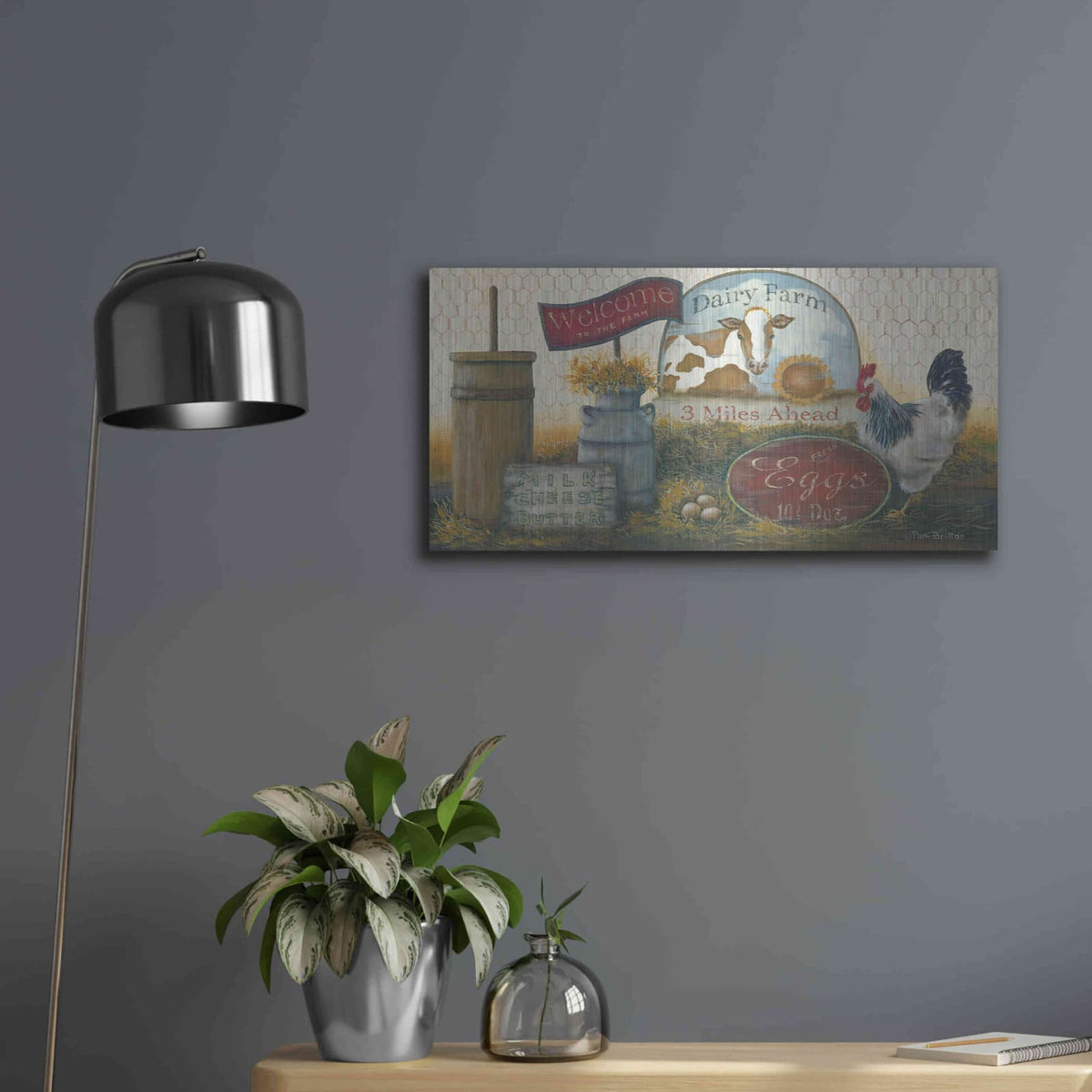'Eggs & Cream II revised' by Pam Britton – Metal Wall Art, 24x12 room view