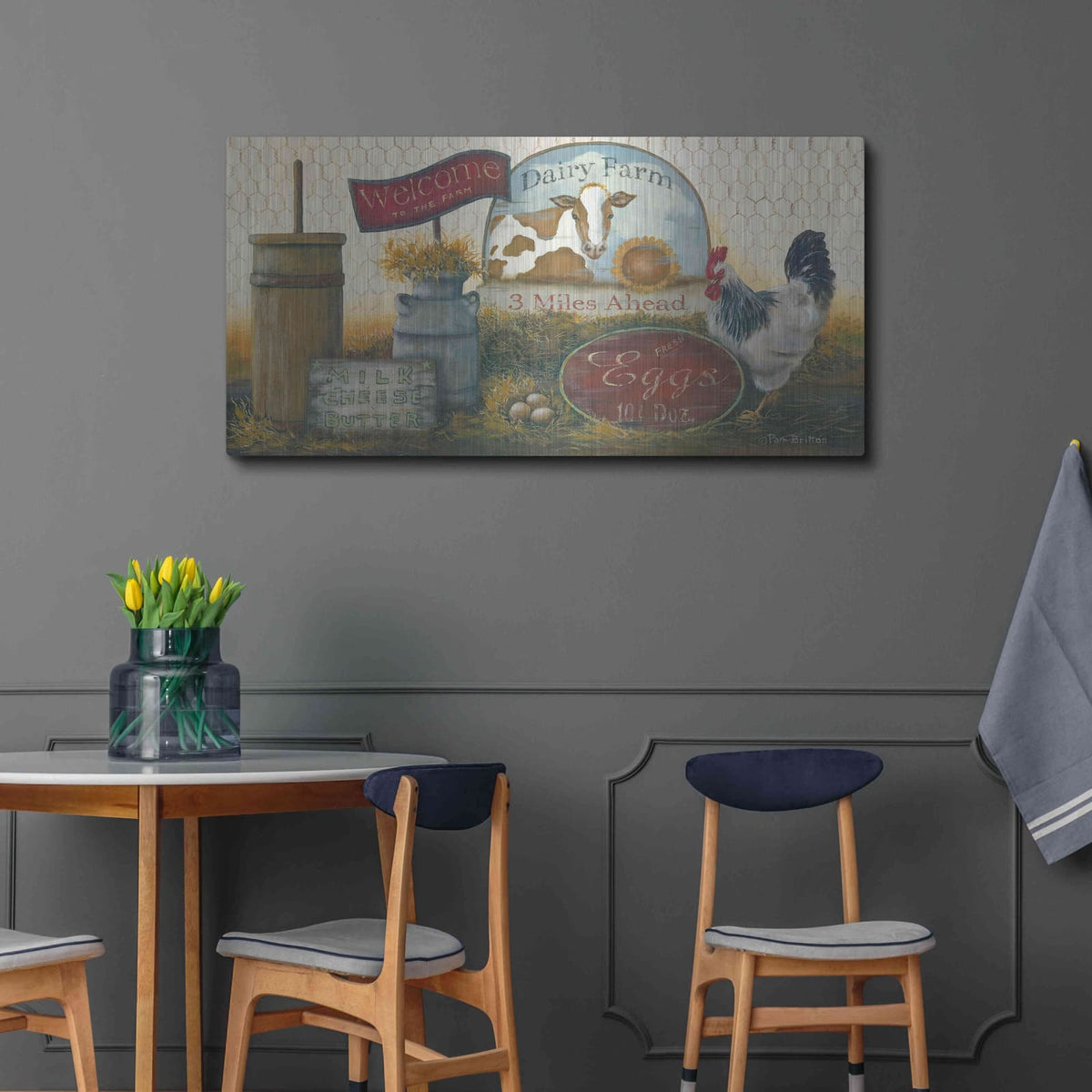 'Eggs & Cream II revised' by Pam Britton – Metal Wall Art, 48x24 room view