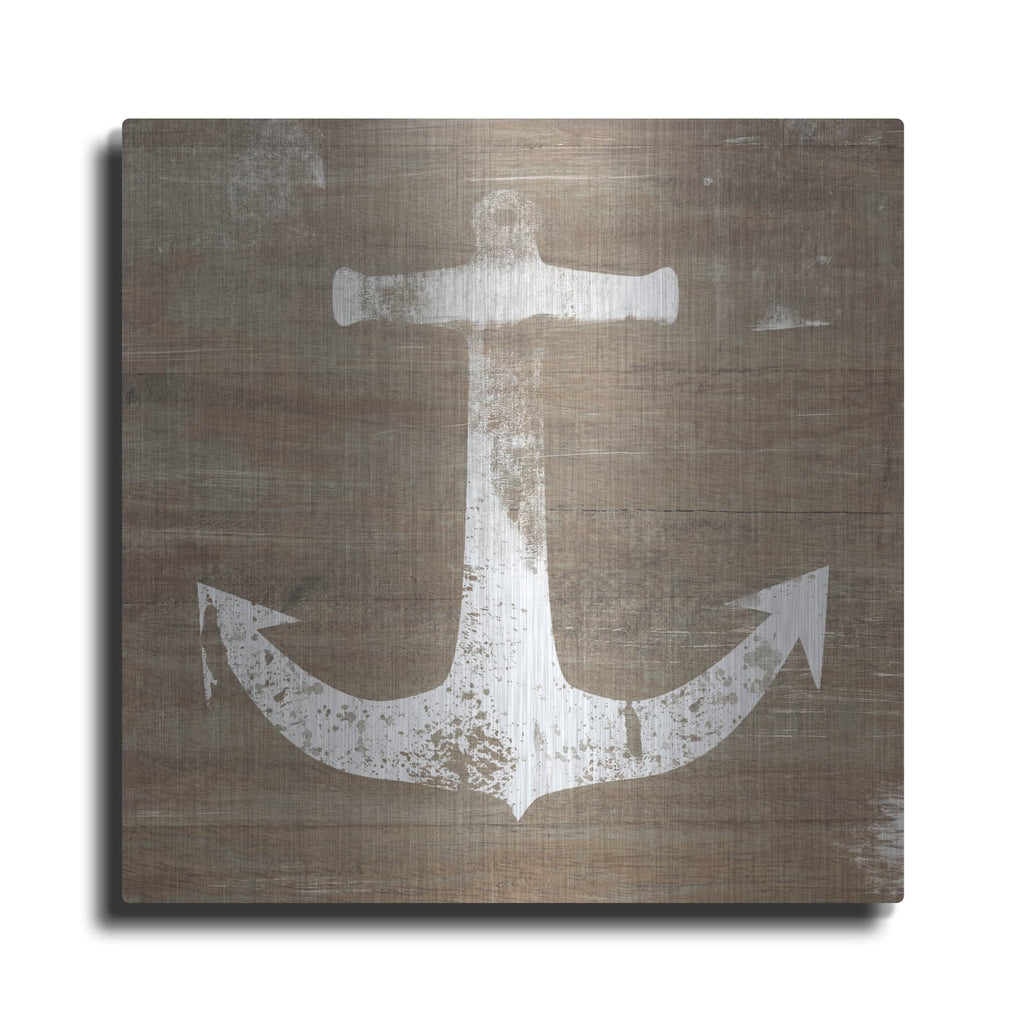 'White Anchor on Natural' by Linda Woods – Metal Wall Art