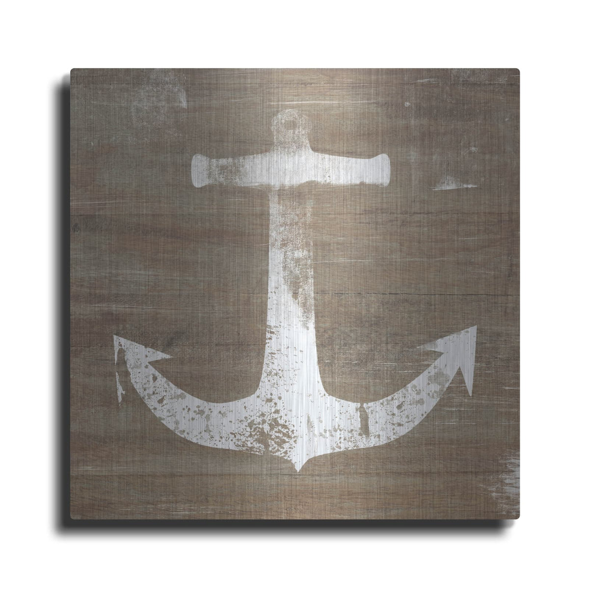 'White Anchor on Natural' by Linda Woods – Metal Wall Art
