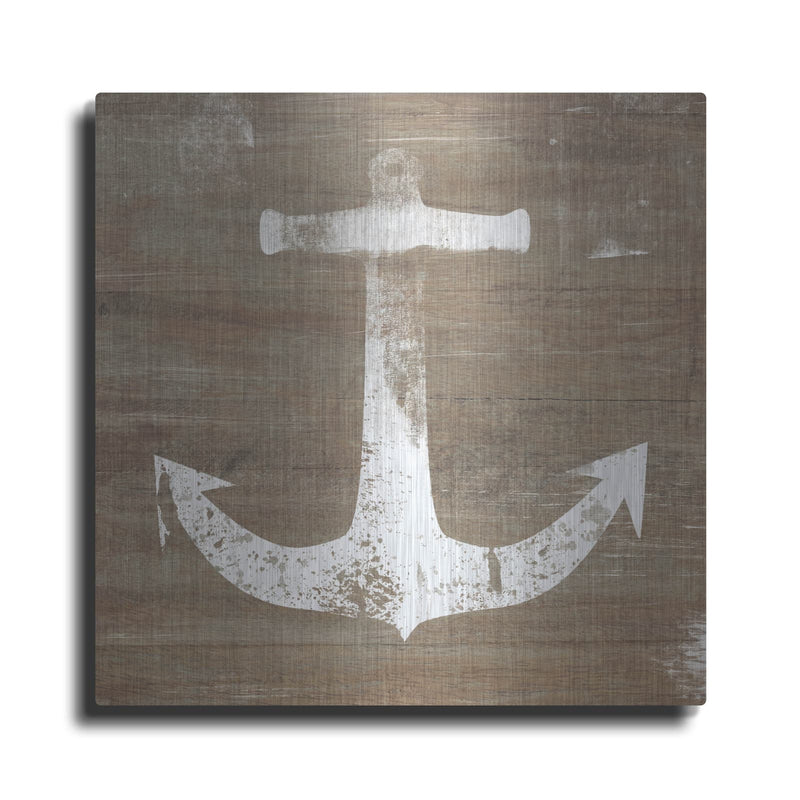 'White Anchor on Natural' by Linda Woods – Metal Wall Art