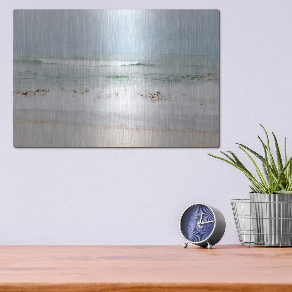 'Pastel Waves Landscape' by Linda Woods – Metal Wall Art, 16x12 room view