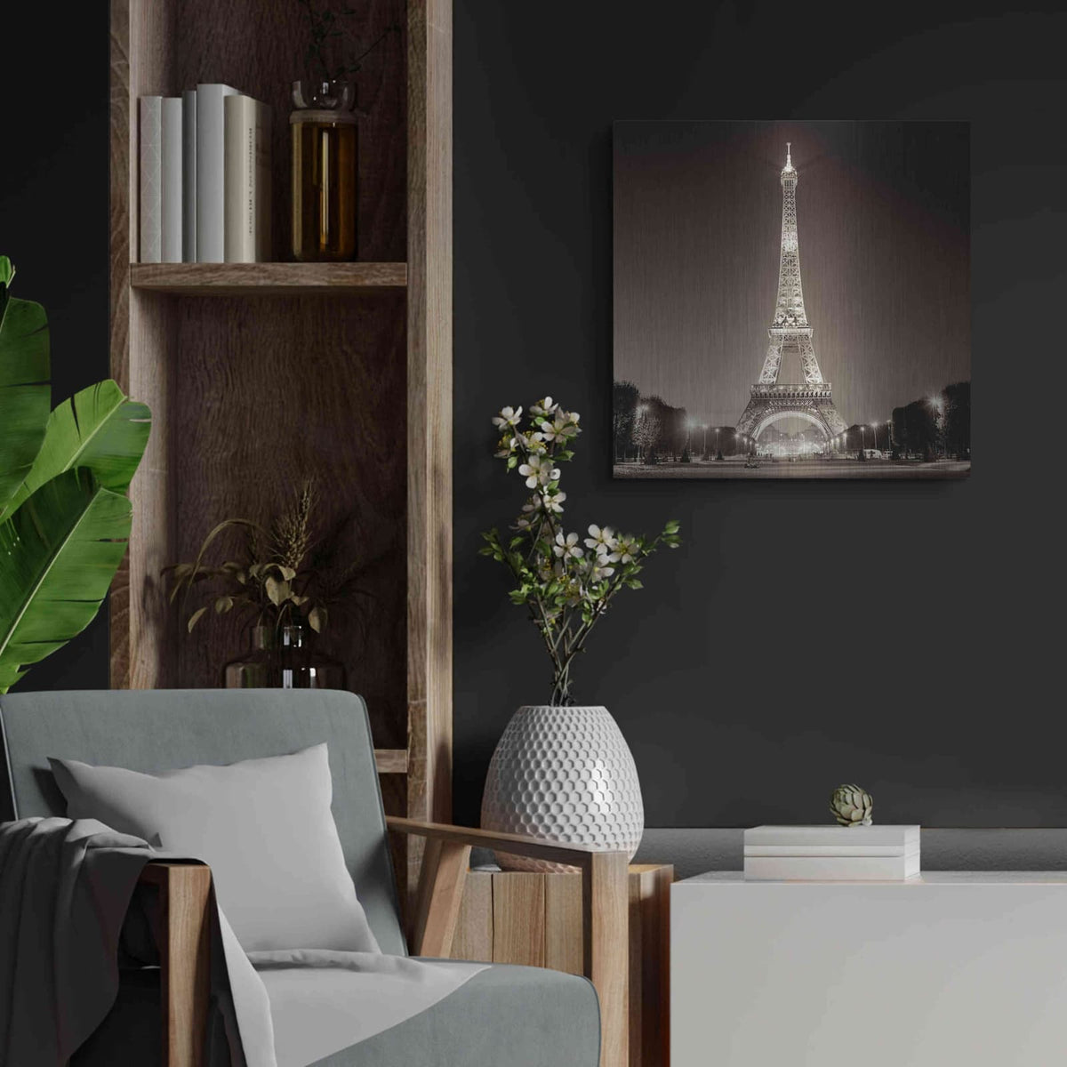 'Tour Eiffel 1' by Alan Blaustein – Metal Wall Art, 24x24 room view