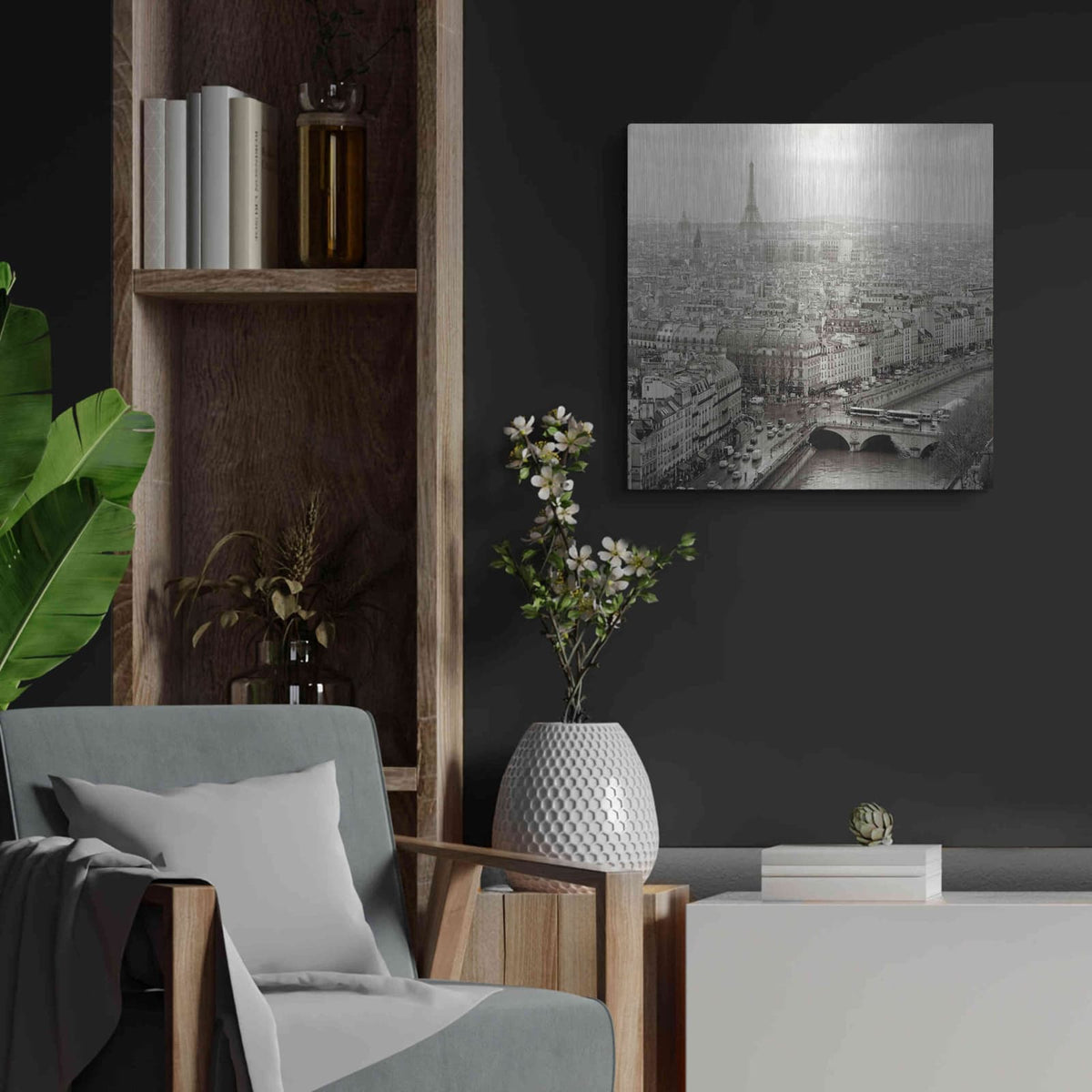 'Above Paris 25' by Alan Blaustein – Metal Wall Art, 24x24 room view