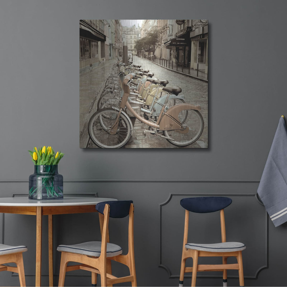 'City Street Ride Paris' by Alan Blaustein – Metal Wall Art, 36x36 room view