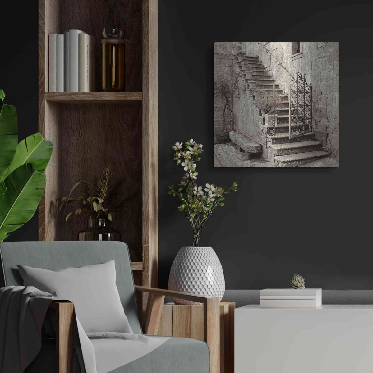 'Umbria Scala 1' by Alan Blaustein – Metal Wall Art, 24x24 room view