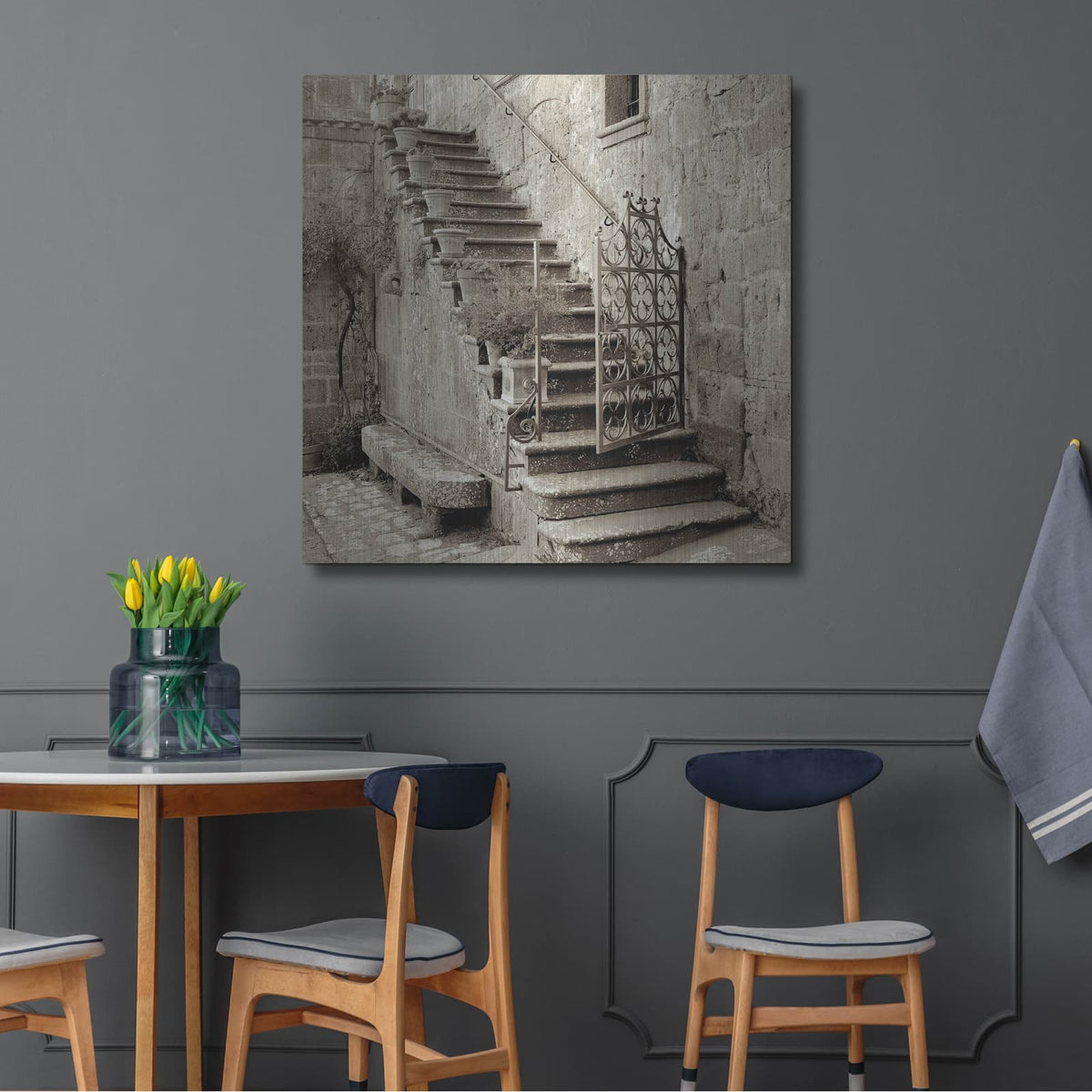 'Umbria Scala 1' by Alan Blaustein – Metal Wall Art, 36x36 room view