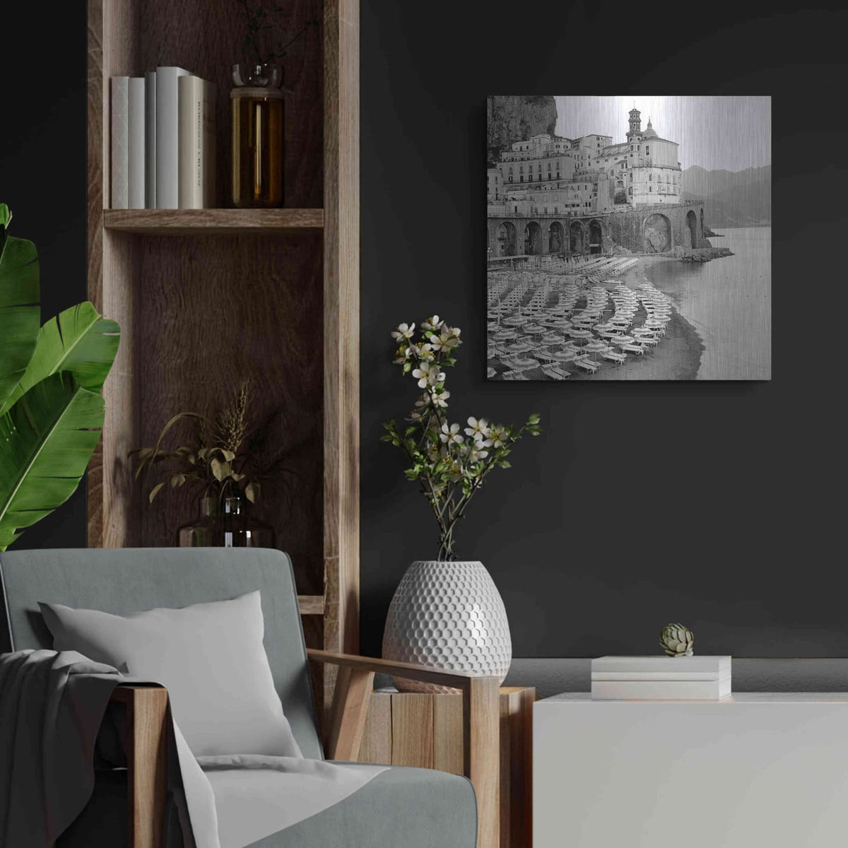 'Ombrellone da Spiaggia' by Alan Blaustein – Metal Wall Art, 24x24 room view
