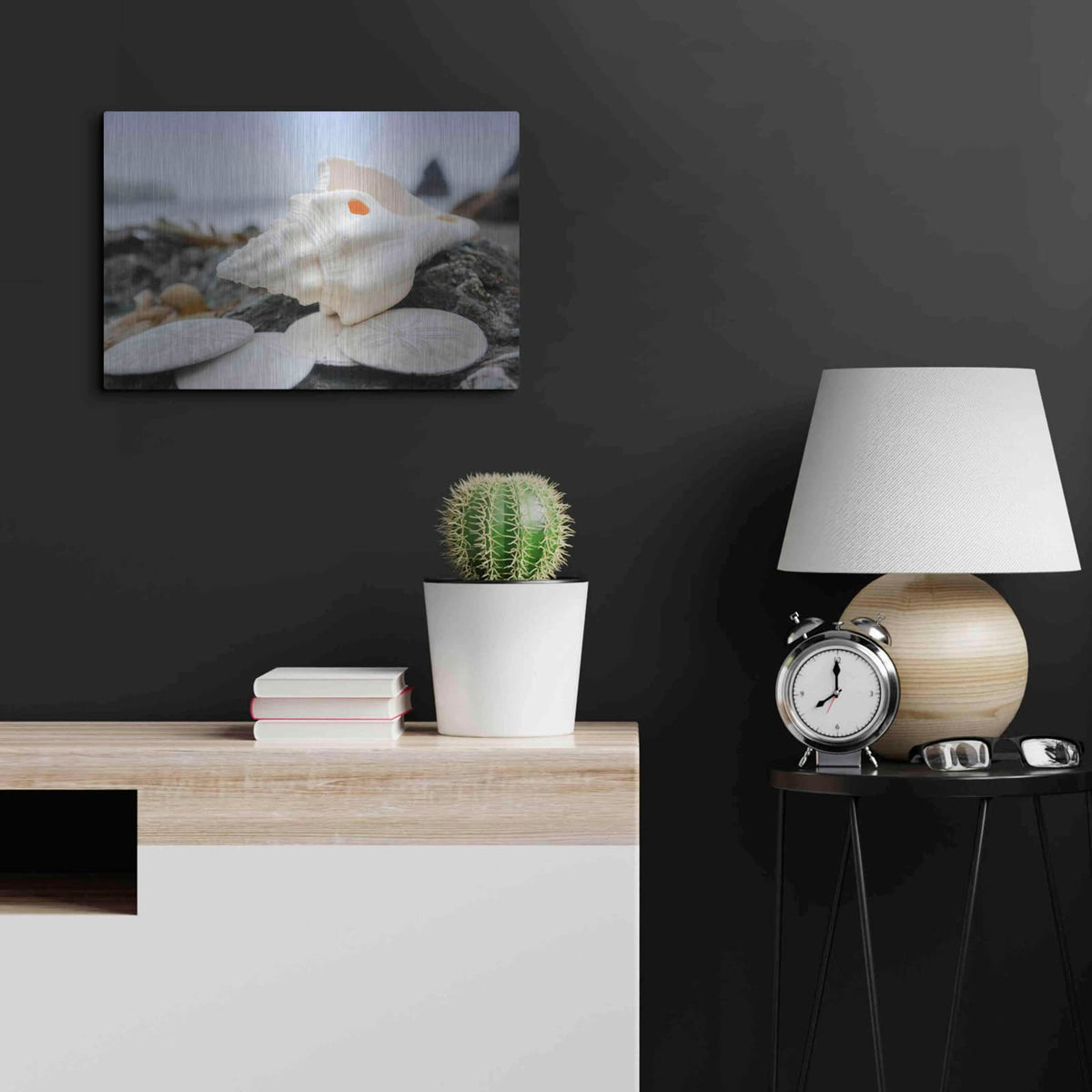 'Crescent Beach Shells 11' by Alan Blaustein – Metal Wall Art, 24x16 room view