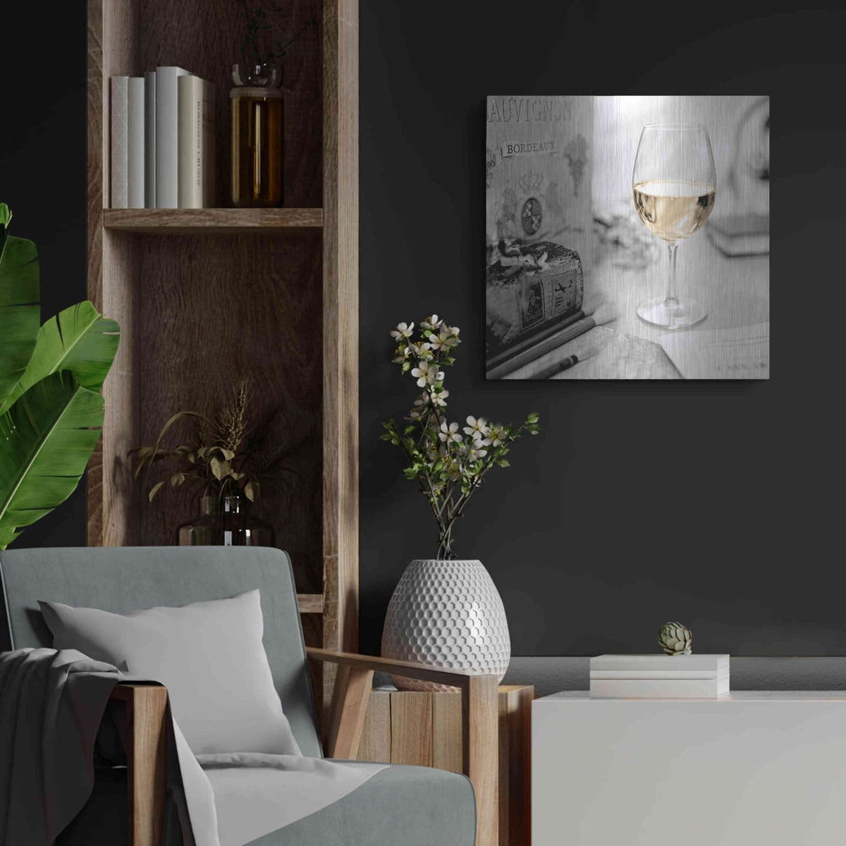 'Vin Blanc' by Alan Blaustein – Metal Wall Art, 24x24 room view