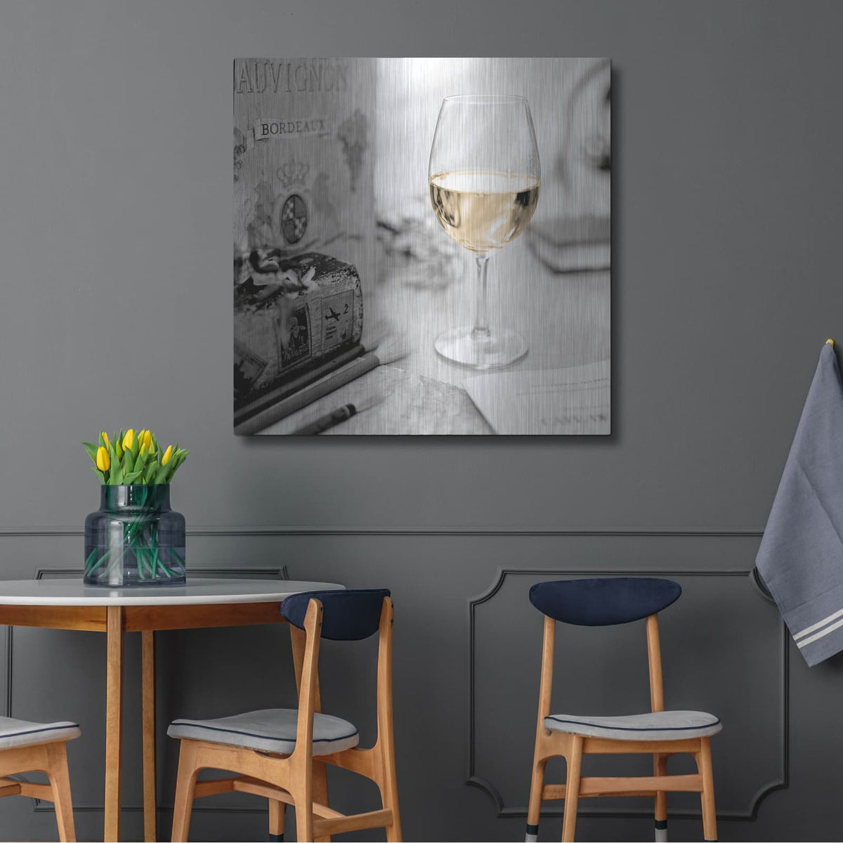 'Vin Blanc' by Alan Blaustein – Metal Wall Art, 36x36 room view