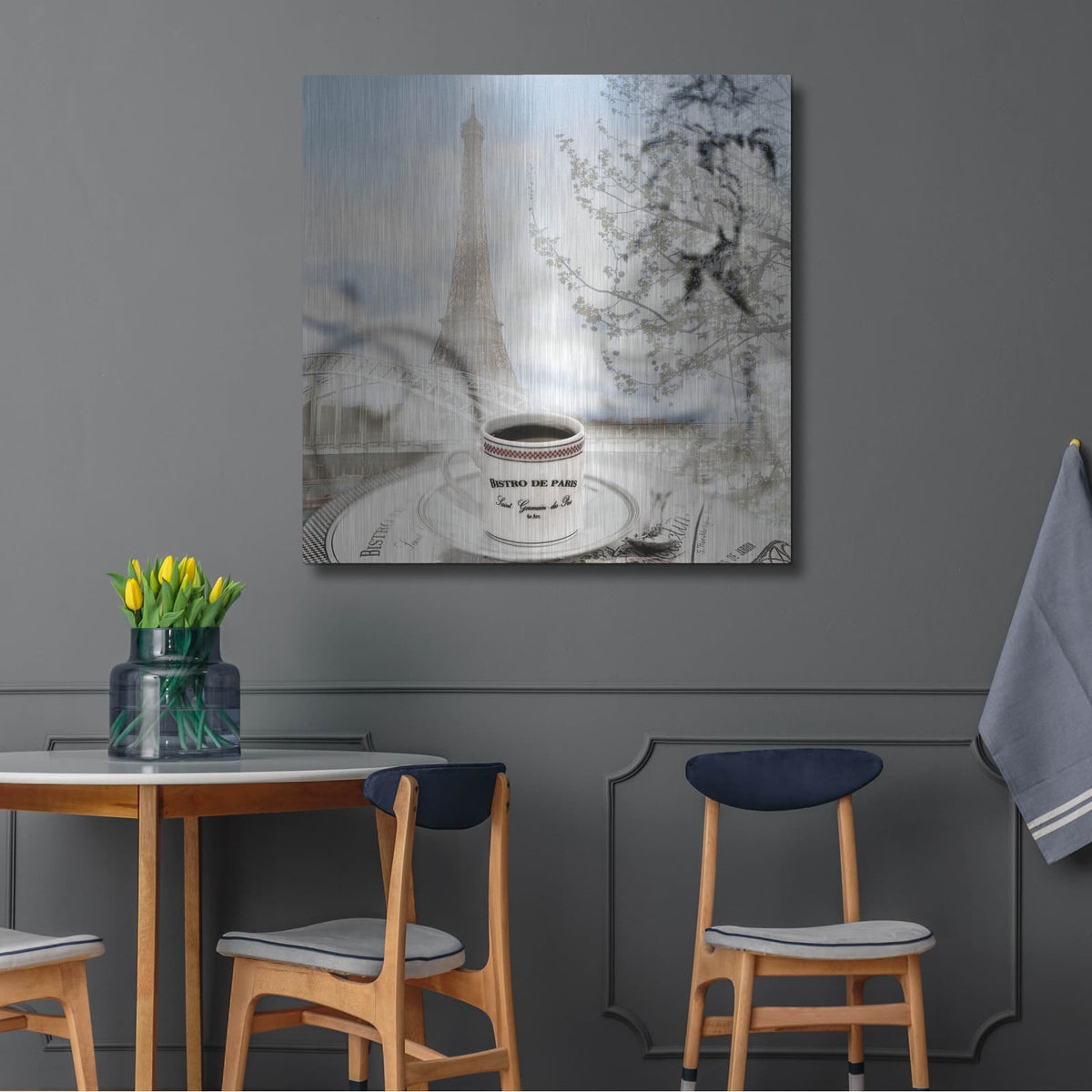 'Bistro de Paris 1' by Alan Blaustein – Metal Wall Art, 36x36 room view