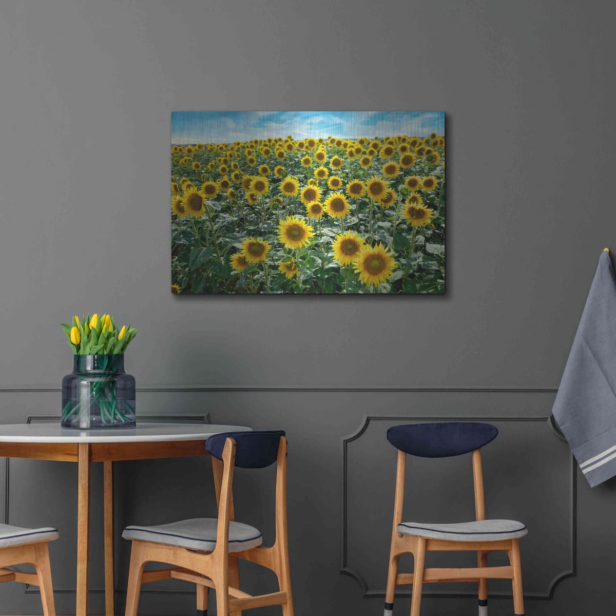 'Cortona Sunflowers 1' by Alan Blaustein – Metal Wall Art, 36x24 room view