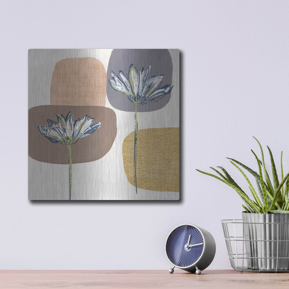 'Soft Floral I' by Linda Woods – Metal Wall Art, 12x12 room view