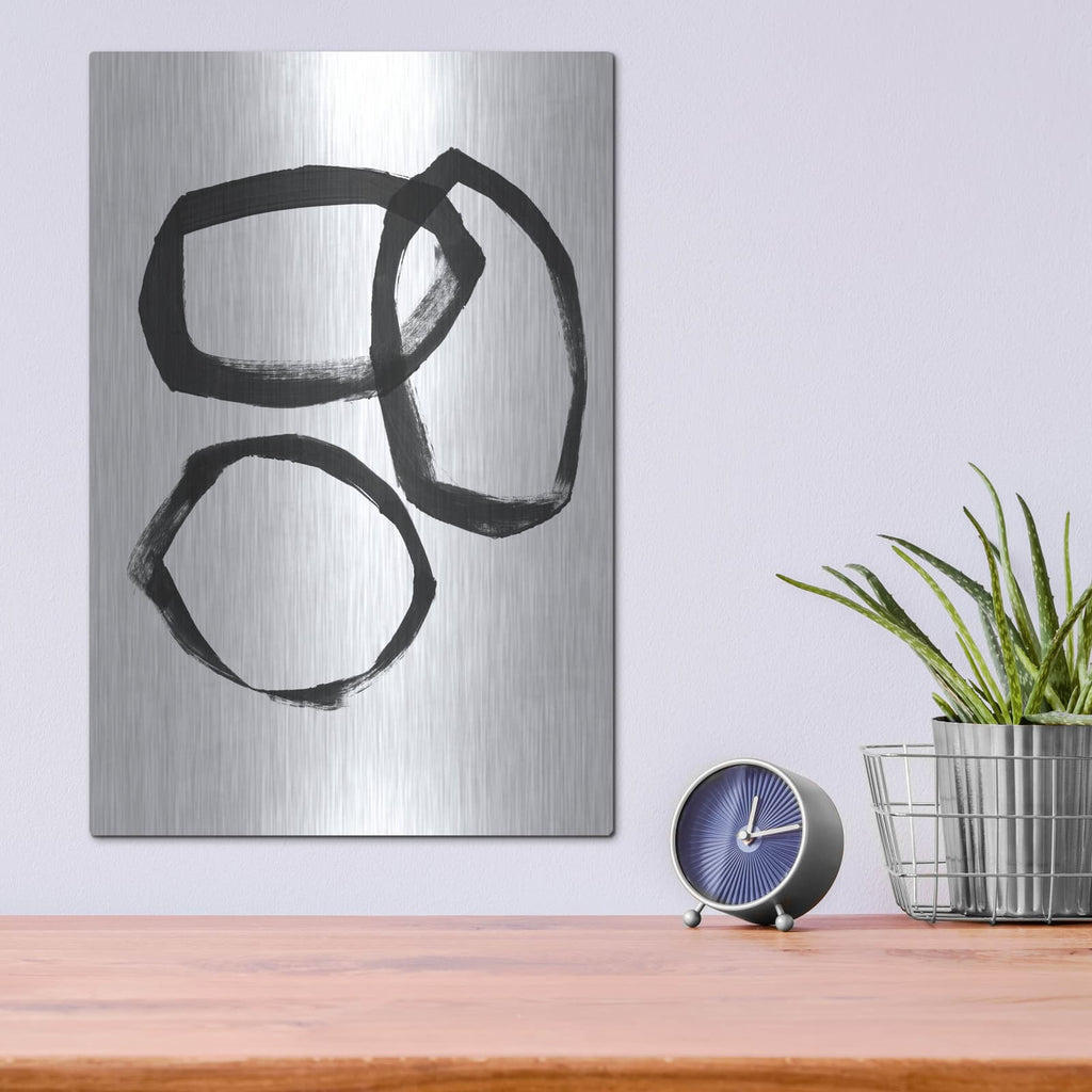 'Brushstroke Circles III' by Linda Woods – Metal Wall Art, 12x16 room view