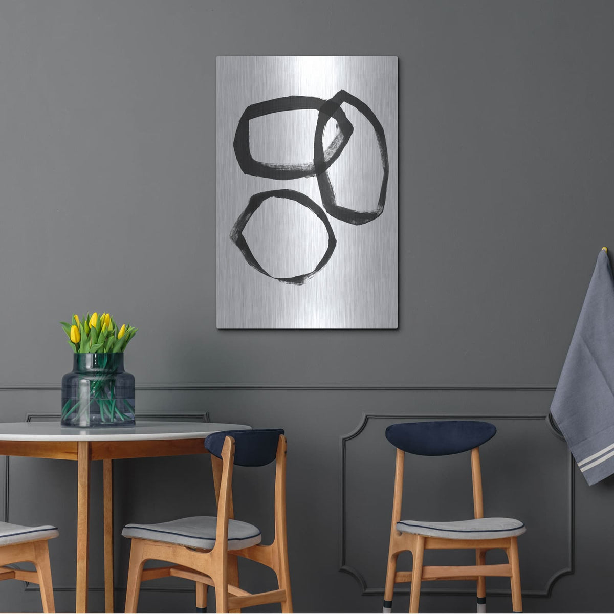 'Brushstroke Circles III' by Linda Woods – Metal Wall Art, 24x36 room view