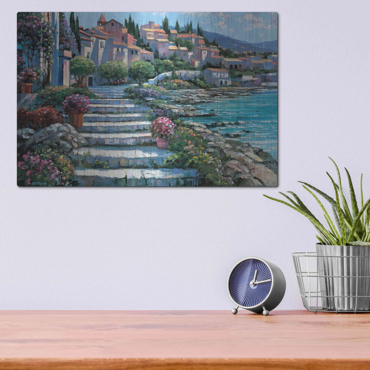 'Steps of St. Tropez' by Howard Behrens – Metal Wall Art, 16x12 room view