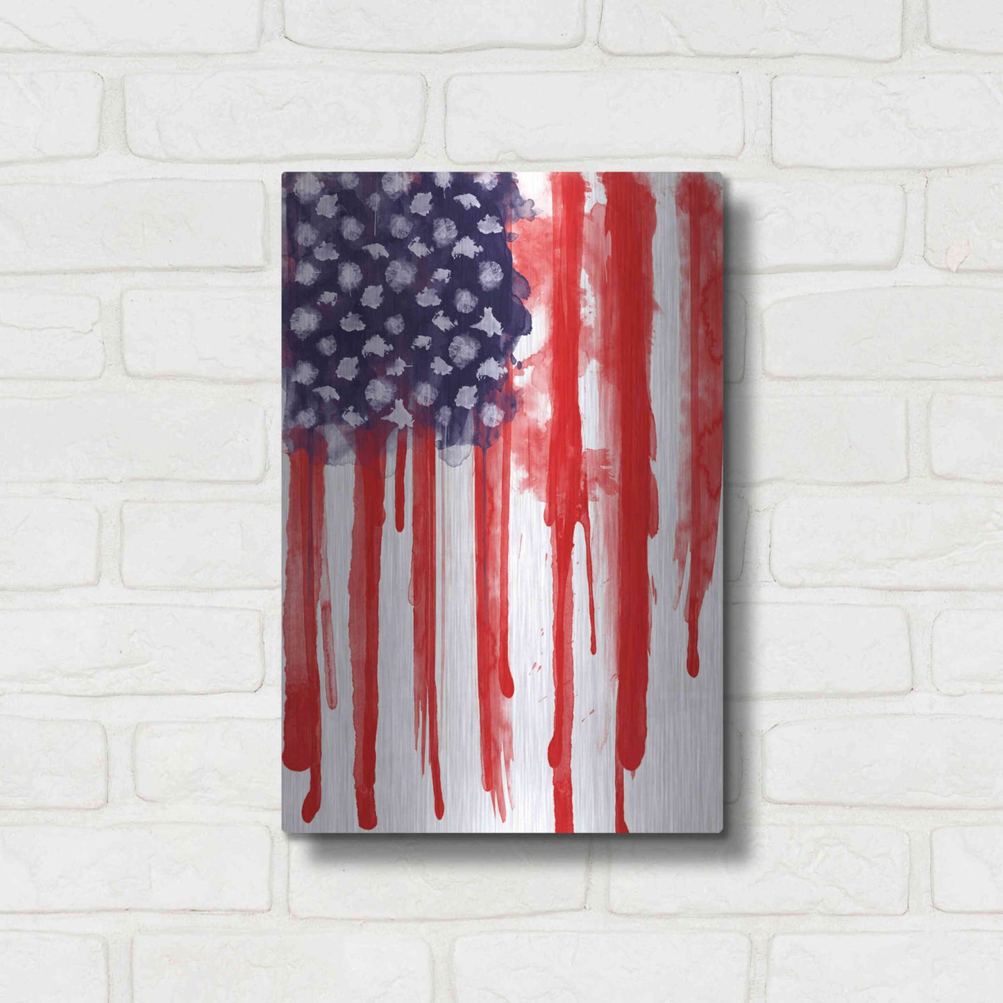 Luxe Metal Art 'American Flag Splatter' by Nicklas Gustafsson, Metal Wall Art,12x16