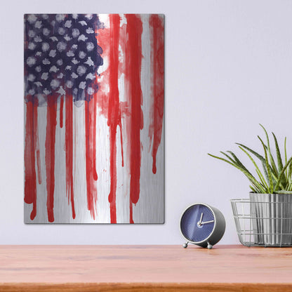 Luxe Metal Art 'American Flag Splatter' by Nicklas Gustafsson, Metal Wall Art,12x16