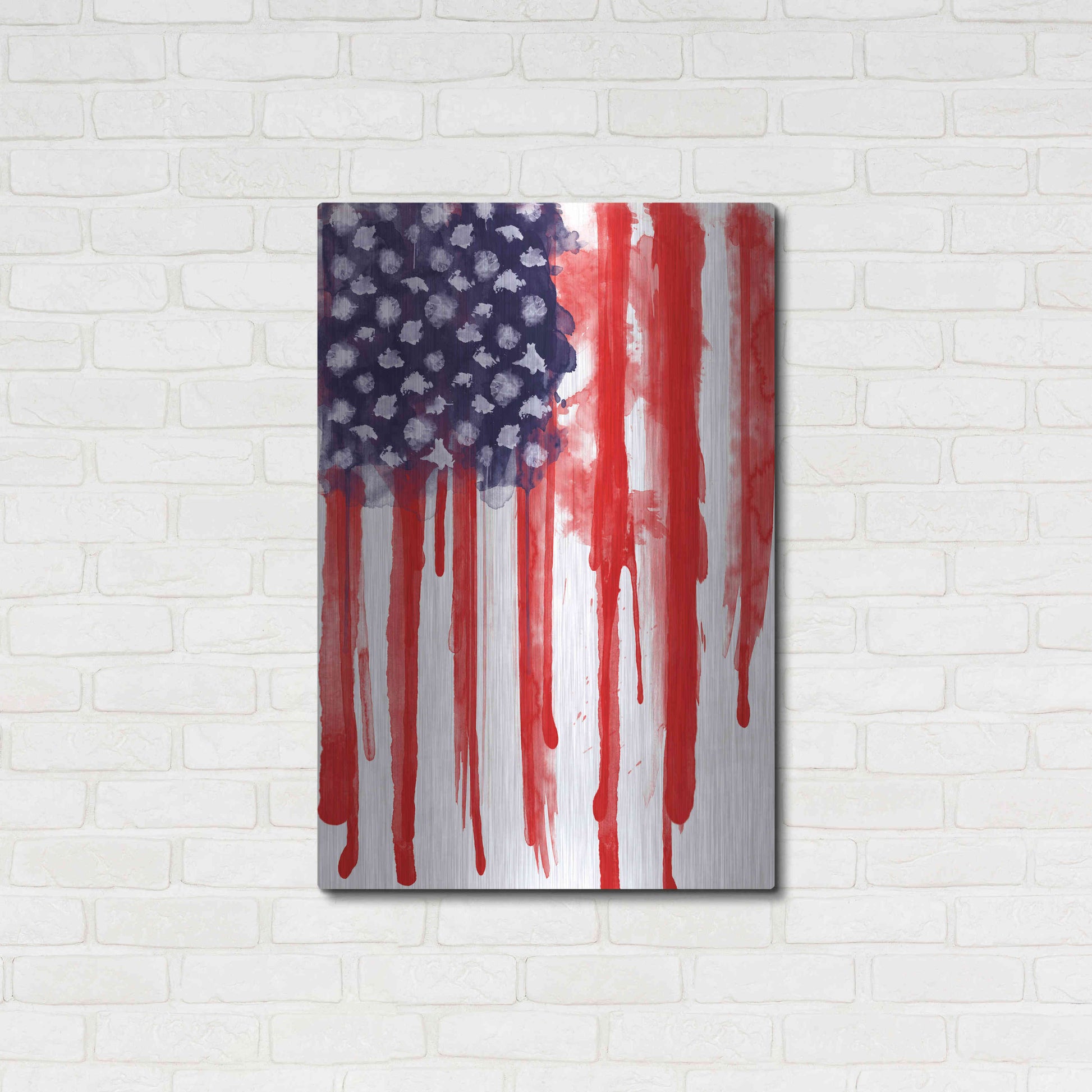 Luxe Metal Art 'American Flag Splatter' by Nicklas Gustafsson, Metal Wall Art,24x36