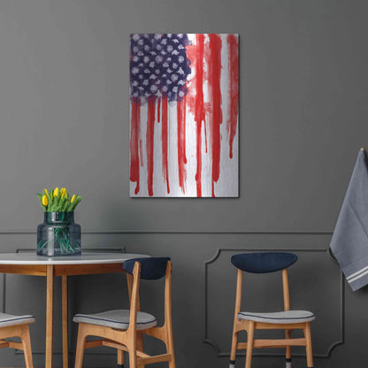 Luxe Metal Art 'American Flag Splatter' by Nicklas Gustafsson, Metal Wall Art,24x36