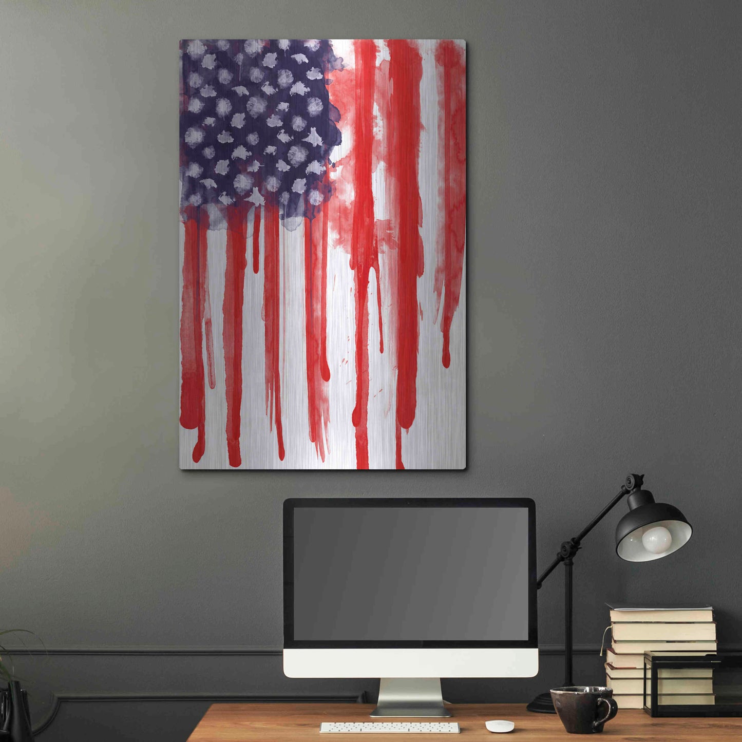 Luxe Metal Art 'American Flag Splatter' by Nicklas Gustafsson, Metal Wall Art,24x36