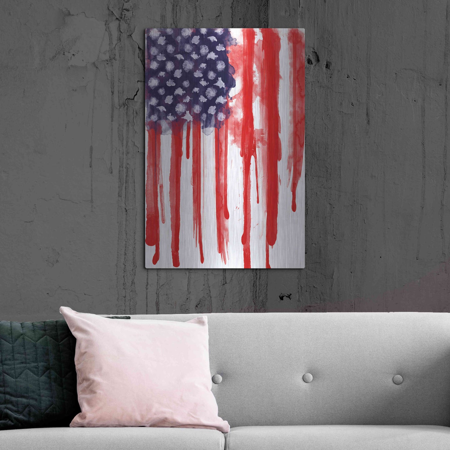 Luxe Metal Art 'American Flag Splatter' by Nicklas Gustafsson, Metal Wall Art,24x36