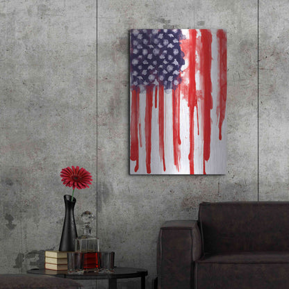 Luxe Metal Art 'American Flag Splatter' by Nicklas Gustafsson, Metal Wall Art,24x36