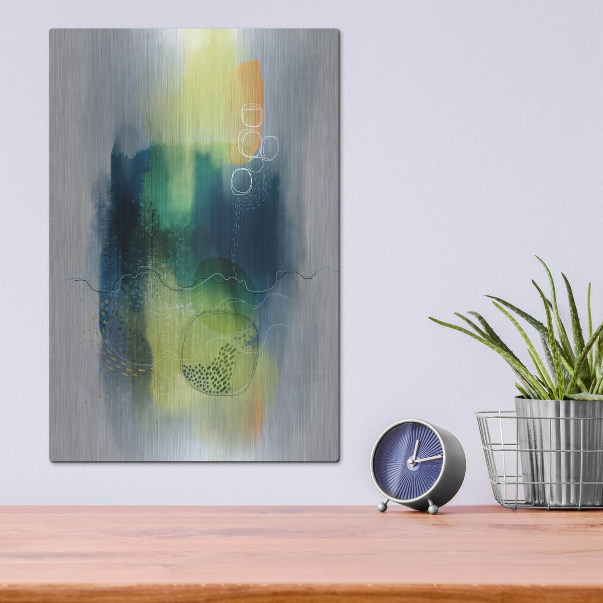 'Misty Mountain Lake' by Ishita Banerjee – Metal Wall Art, 12x16 room view