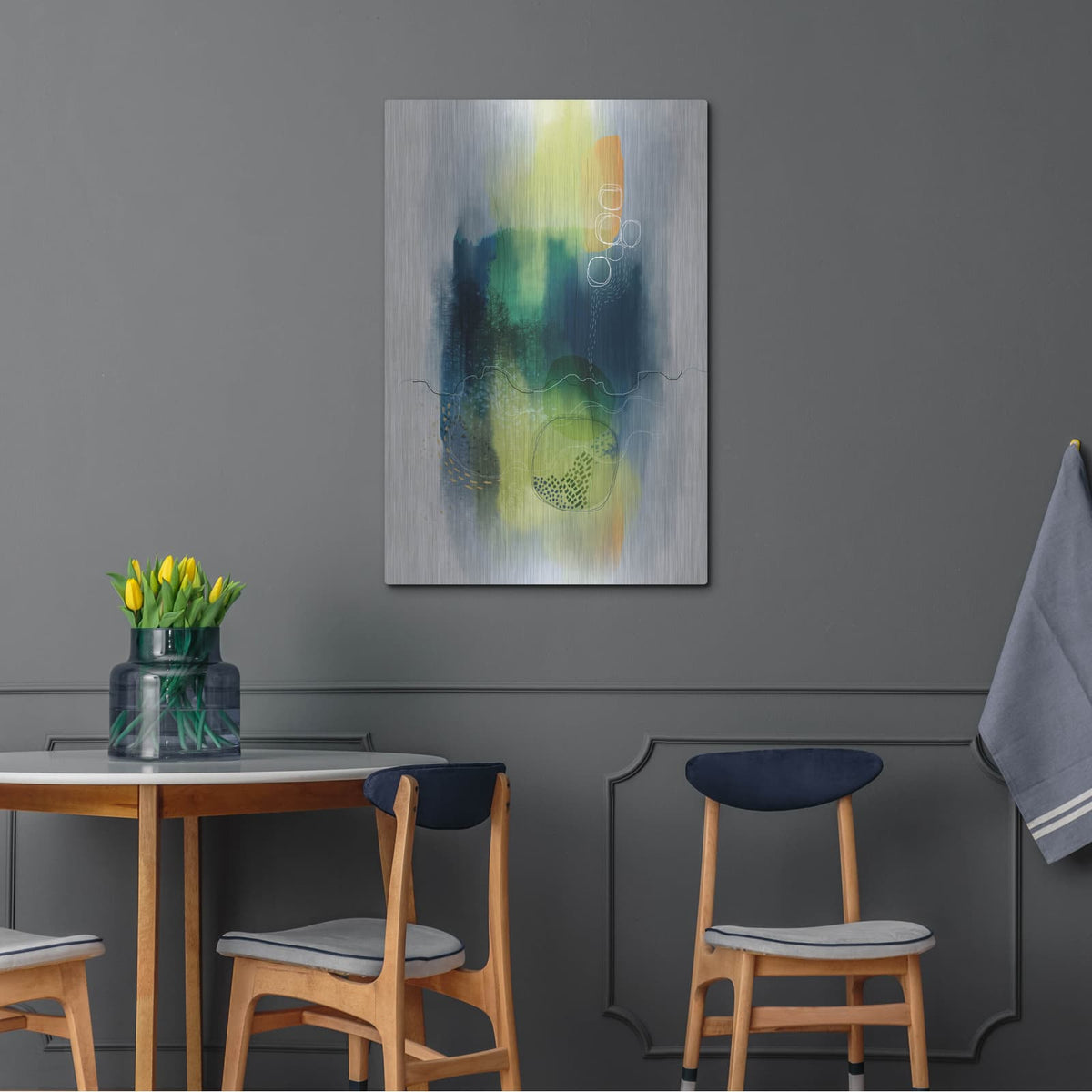 'Misty Mountain Lake' by Ishita Banerjee – Metal Wall Art, 24x36 room view