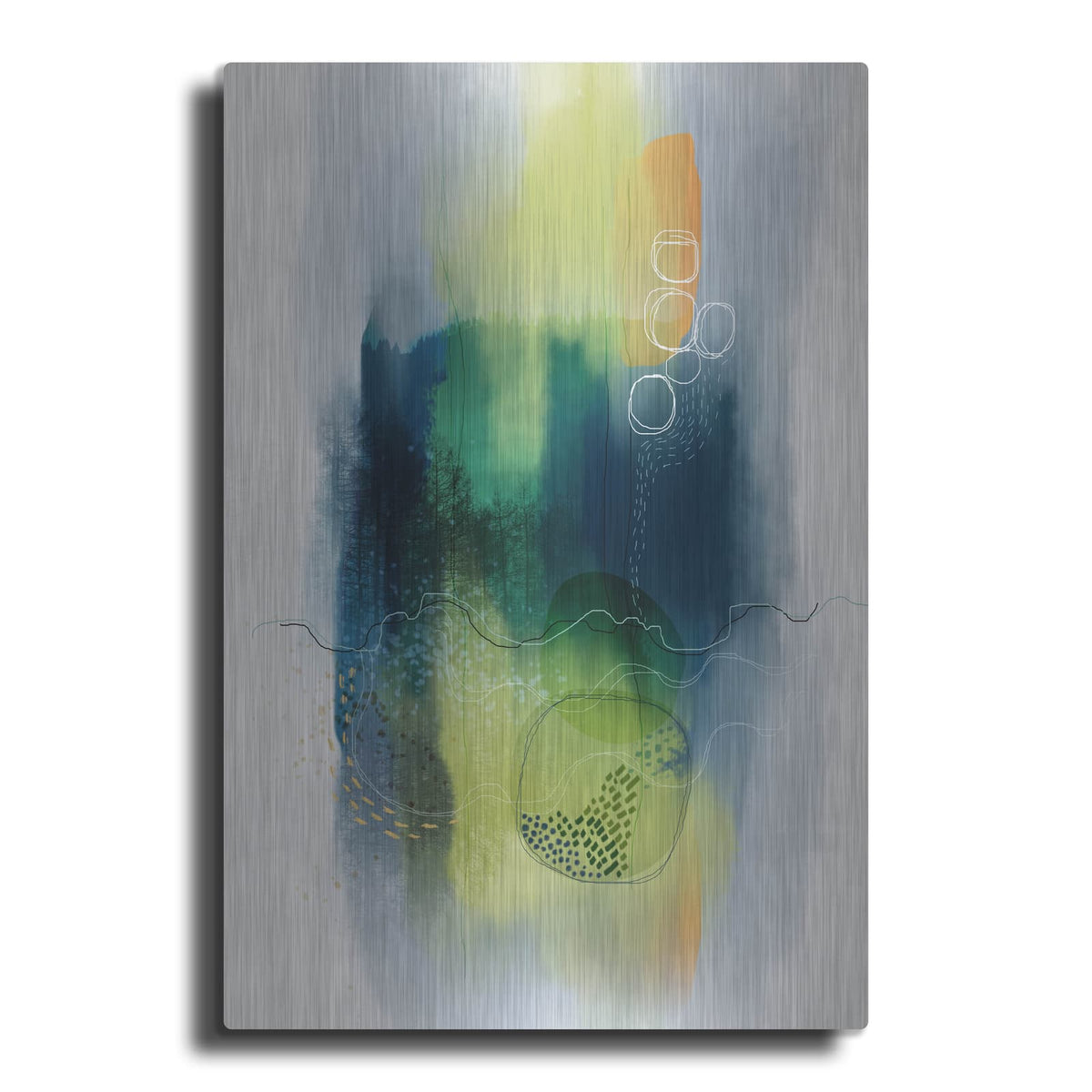 'Misty Mountain Lake' by Ishita Banerjee – Metal Wall Art