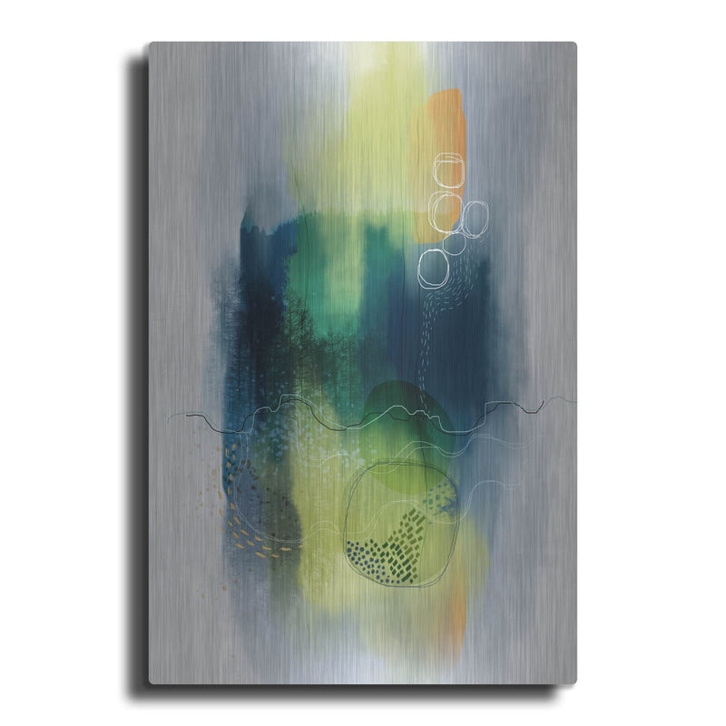 'Misty Mountain Lake' by Ishita Banerjee – Metal Wall Art