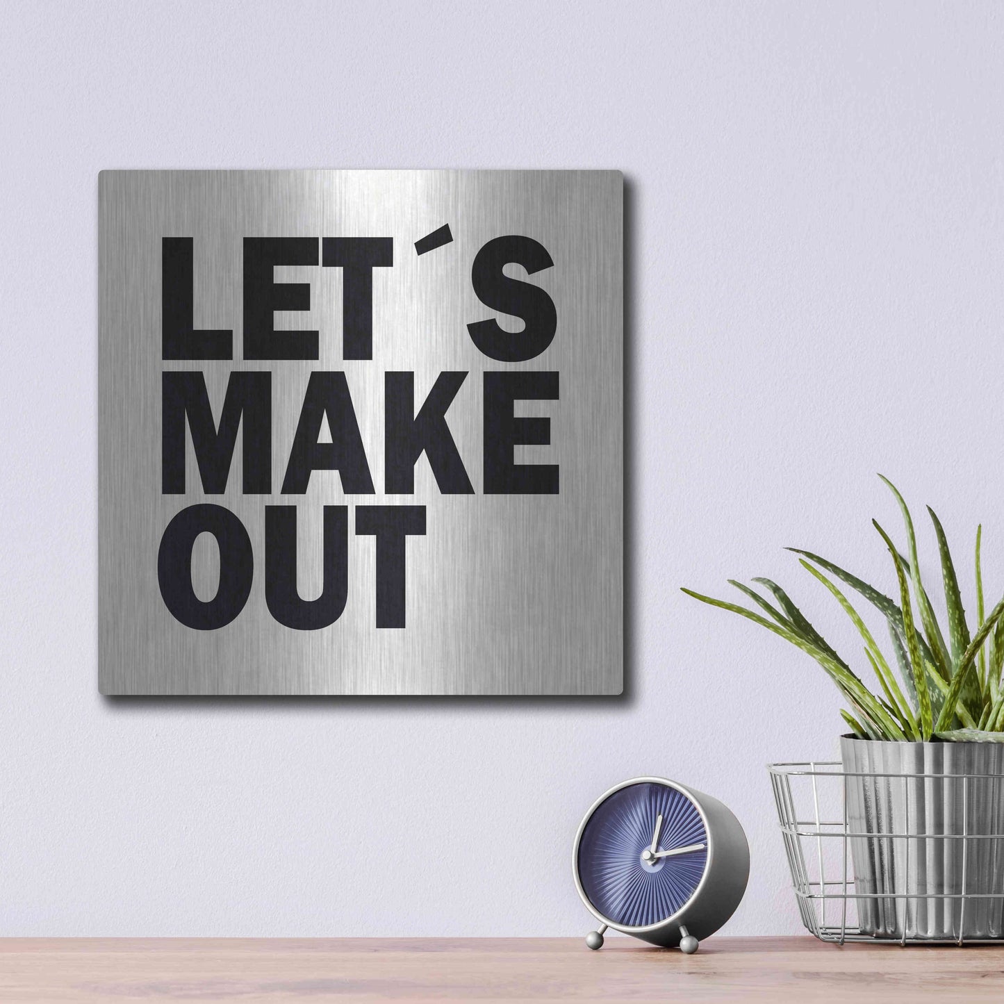 Luxe Metal Art 'Let's Make Out' by Nicklas Gustafsson, Metal Wall Art,12x12