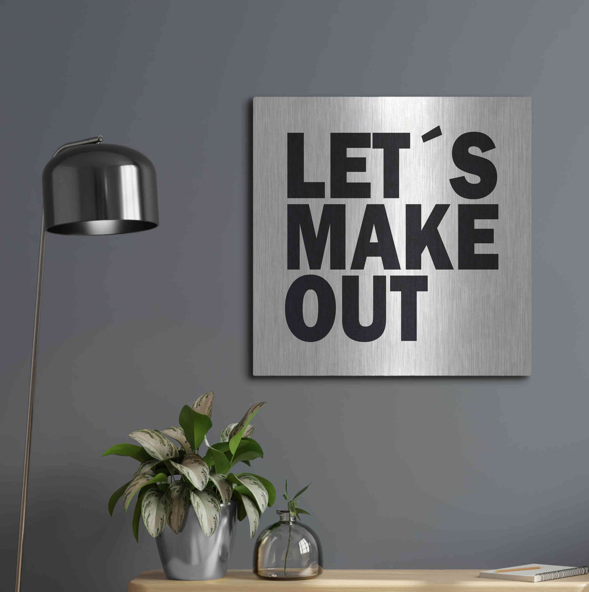 Luxe Metal Art 'Let's Make Out' by Nicklas Gustafsson, Metal Wall Art,24x24