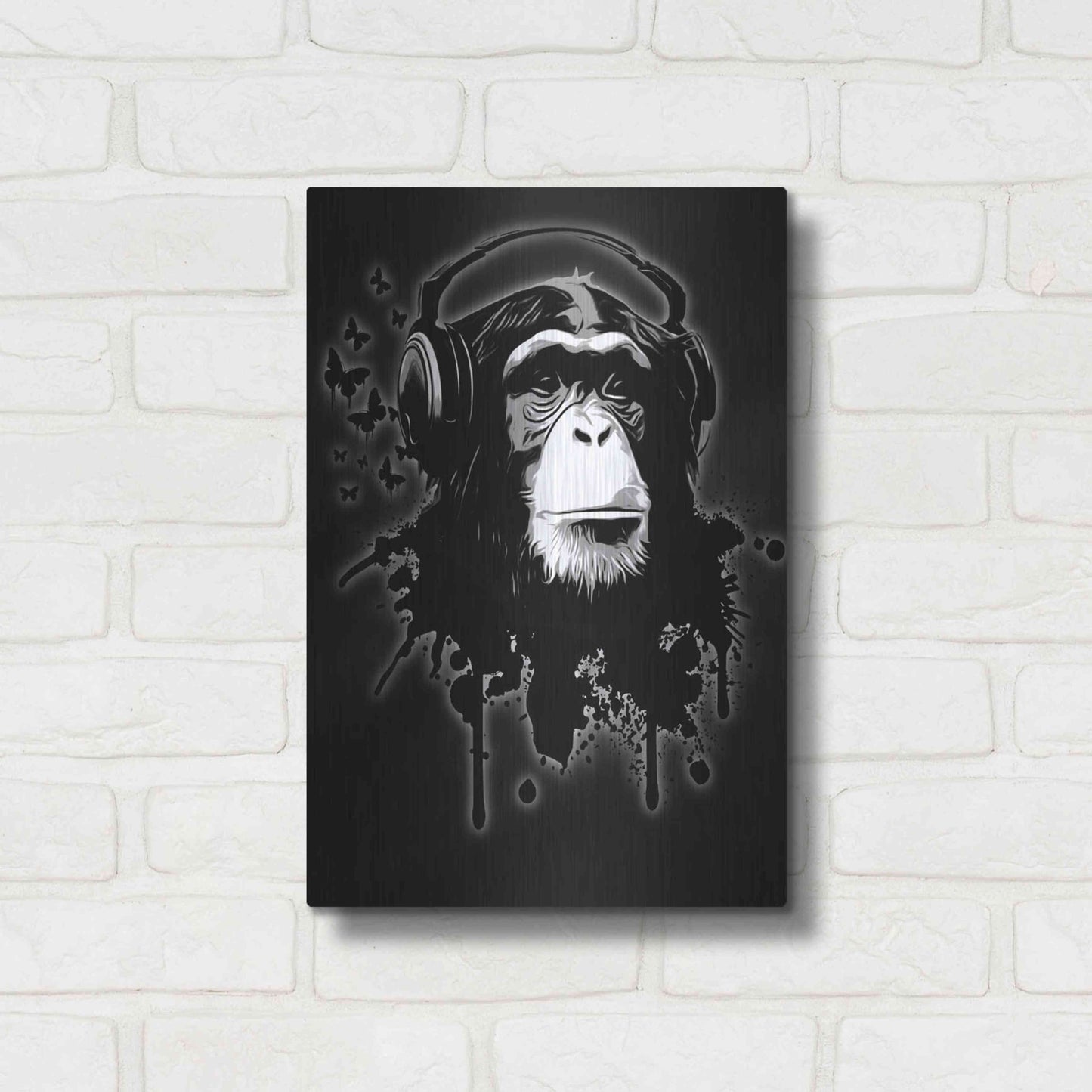 Luxe Metal Art 'Monkey Business Black' by Nicklas Gustafsson, Metal Wall Art,12x16