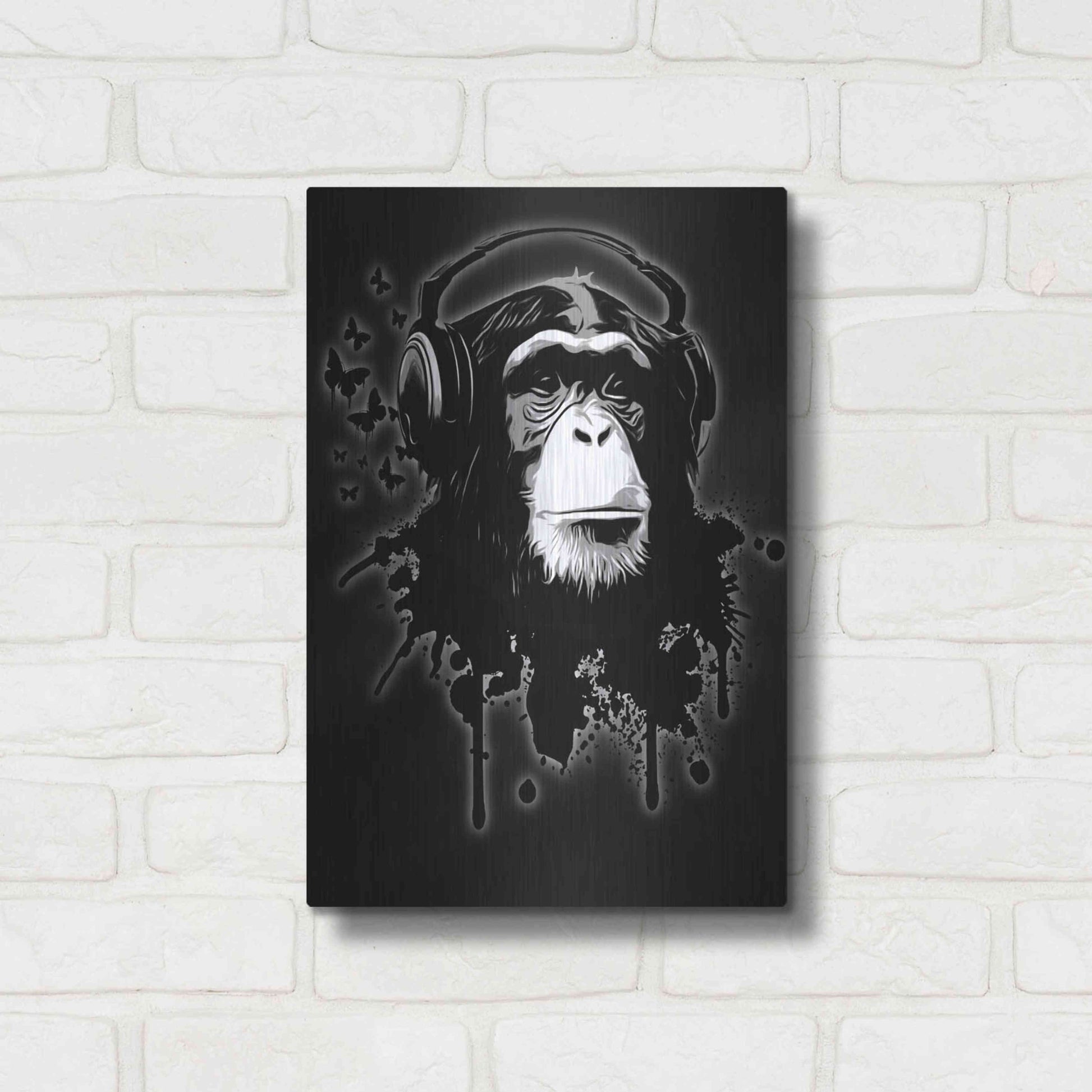 Luxe Metal Art 'Monkey Business Black' by Nicklas Gustafsson, Metal Wall Art,12x16