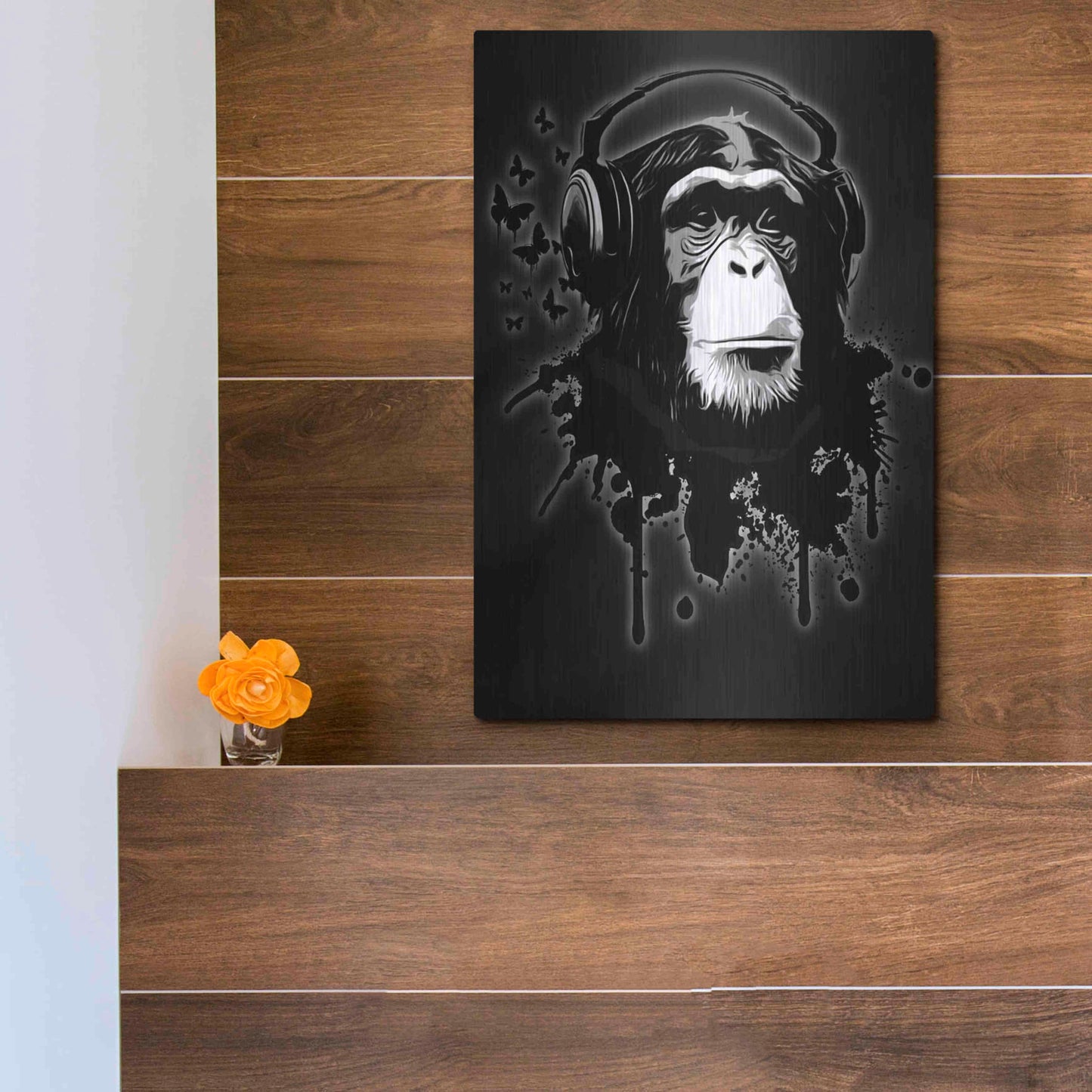 Luxe Metal Art 'Monkey Business Black' by Nicklas Gustafsson, Metal Wall Art,12x16